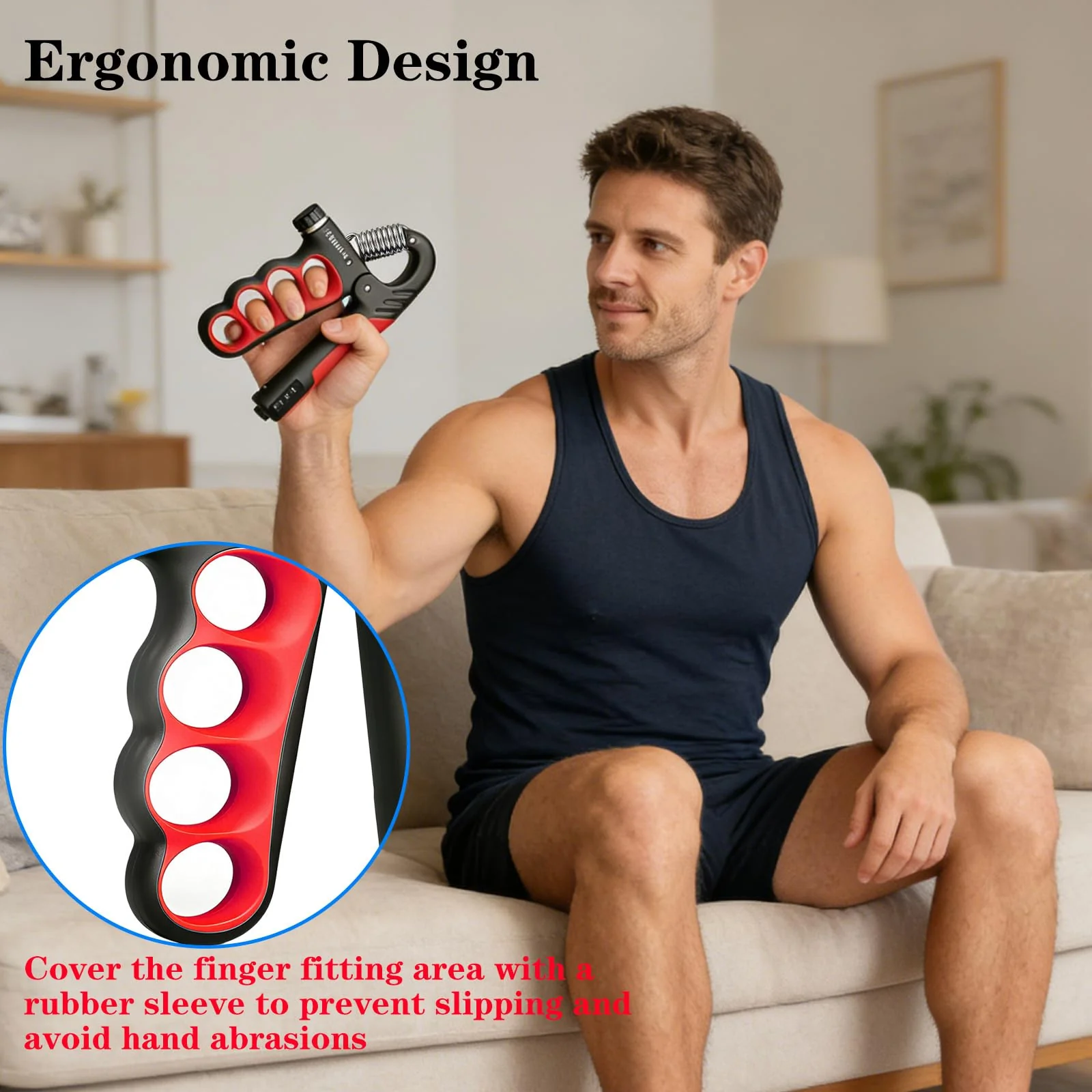 Hand Gripper Strengthener, 11-220LBs Adjustable Resistance Grip Strength Trainer with Counter, Forearm Exerciser for Injury Recovery and Muscle Building Red-2PCS - Image 7