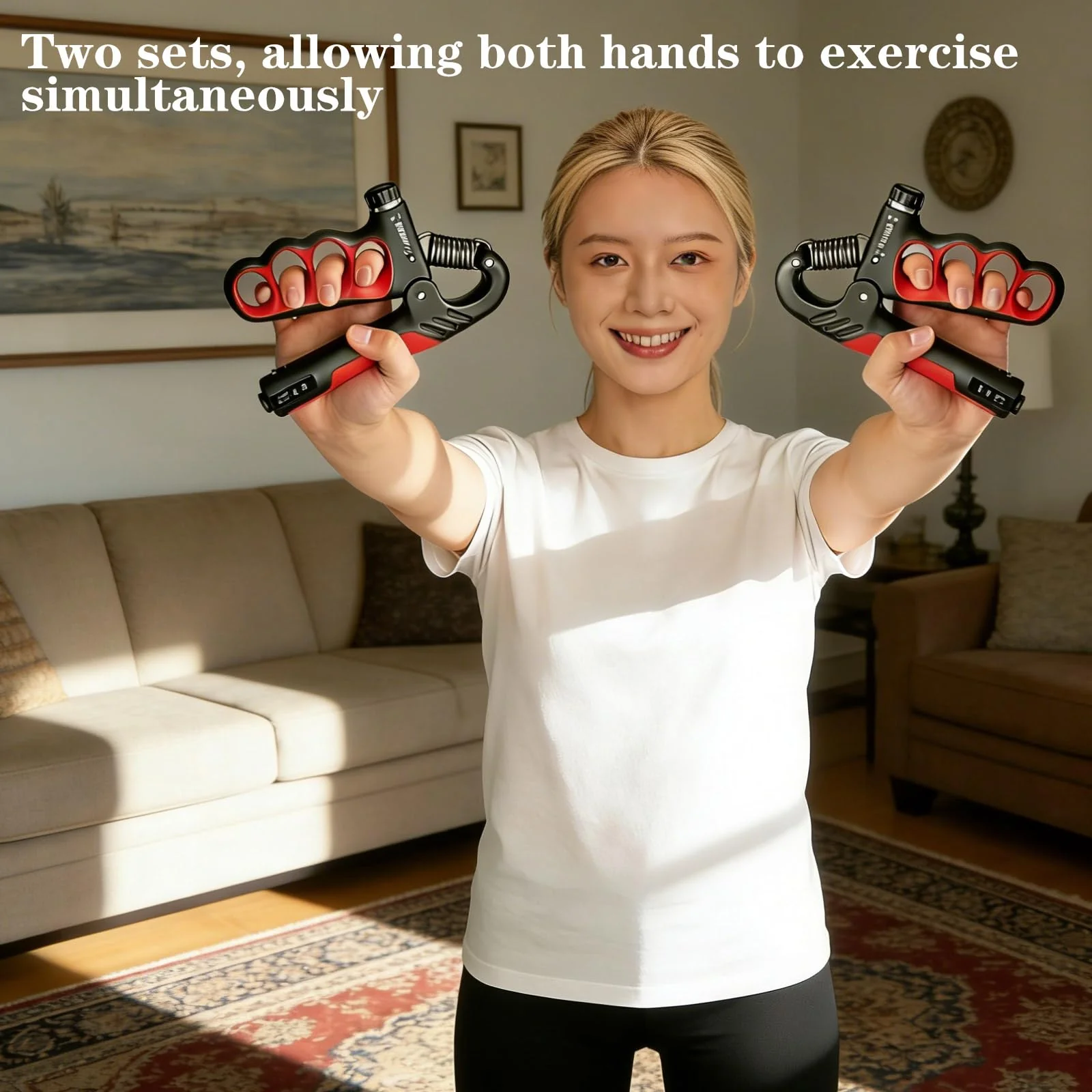 Hand Gripper Strengthener, 11-220LBs Adjustable Resistance Grip Strength Trainer with Counter, Forearm Exerciser for Injury Recovery and Muscle Building Red-2PCS - Image 8