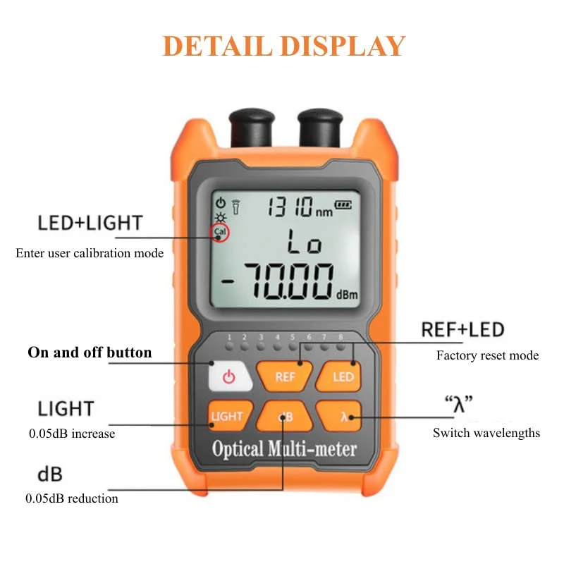 Hand-held Optical Fiber Power Meter, Fiber Optic Cable Tester for FC/SC/ST Universal Interface,Optical Multi-Meter with 2mW Visual Fault Locator - Image 2