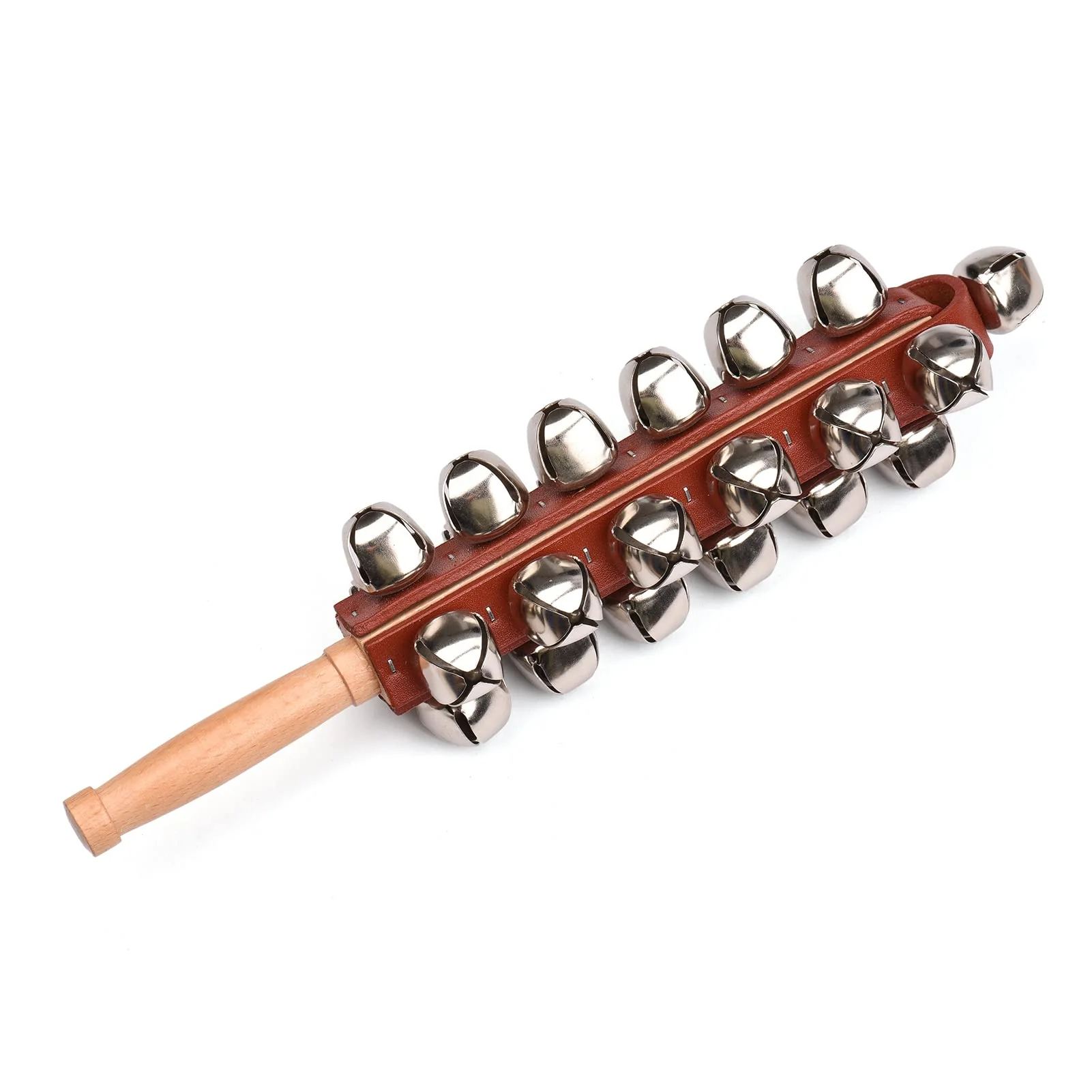Hand Jingle Bells Hand Sleigh Bells Wooden Shaker Jingle Bells Stick Musical Percussion Instrument Bells for Holiday Home Christmas Decoration - Image 3