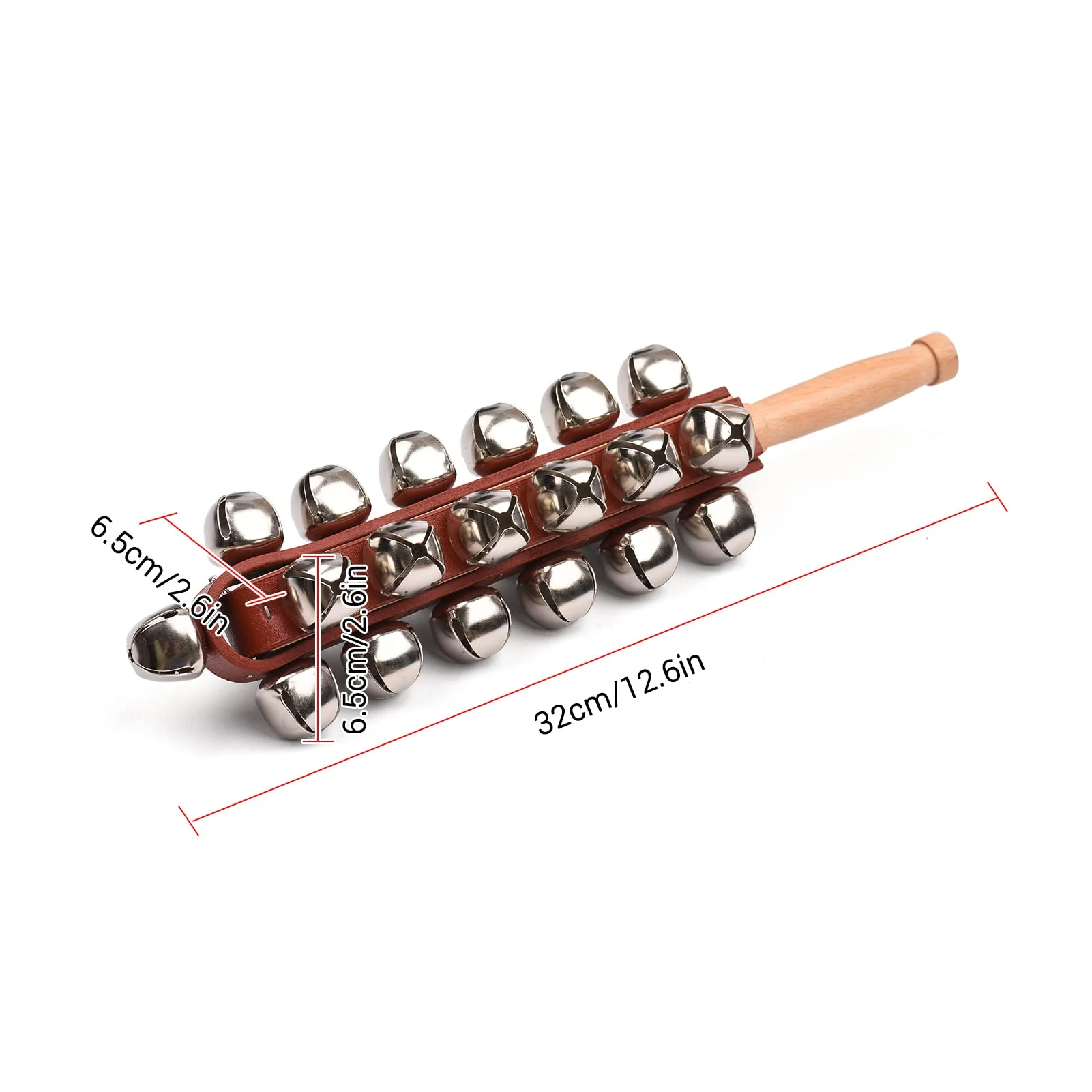 Hand Jingle Bells Hand Sleigh Bells Wooden Shaker Jingle Bells Stick Musical Percussion Instrument Bells for Holiday Home Christmas Decoration - Image 7