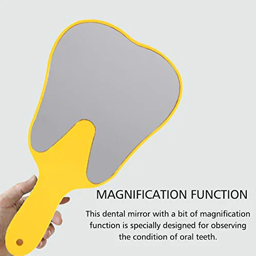 Hand Mirror, 4 Colours Tooth Mirror for Children, Single-sided Hand Mirror with Low Magnification, Dental Care Hand Mirror Tool, Cute Dental Care Hand Mirror Tool, Plastic Handle (Yellow) - Image 2