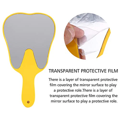 Hand Mirror, 4 Colours Tooth Mirror for Children, Single-sided Hand Mirror with Low Magnification, Dental Care Hand Mirror Tool, Cute Dental Care Hand Mirror Tool, Plastic Handle (Yellow) - Image 3