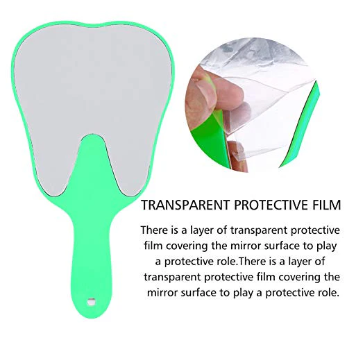 Hand Mirror, Small Hand Mirror, Single-sided Hand Mirror with Low Magnification, Dental Care Hand Mirror Tool, Fashionable, Cute Dental Care, Hand Mirror Tool, 4 Colours, Plastic Handle (Green) - Image 4