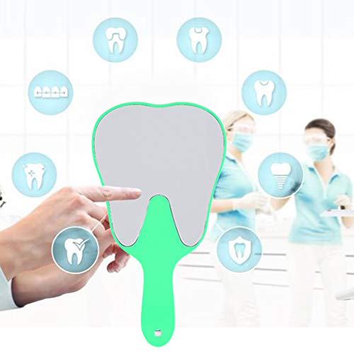 Hand Mirror, Small Hand Mirror, Single-sided Hand Mirror with Low Magnification, Dental Care Hand Mirror Tool, Fashionable, Cute Dental Care, Hand Mirror Tool, 4 Colours, Plastic Handle (Green) - Image 5