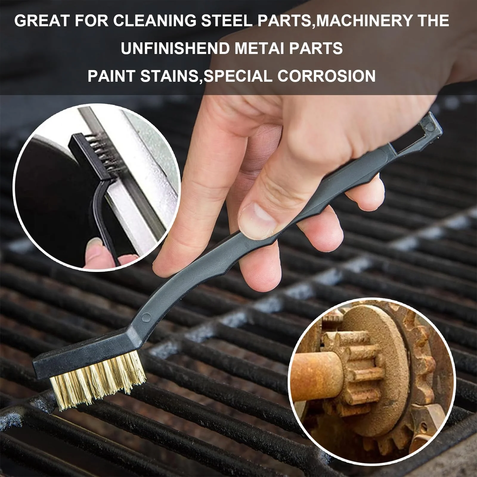 Hand Wire Brush Set, 9 Pieces, 3 x Nylon Brushes, 3 x Stainless Steel Brushes, 3 x Brass Wire Brushes, for Removing Stubborn Residues, Rust, Cleaning Grill, Rust, Oil Stains, Painting, Dust - Image 6