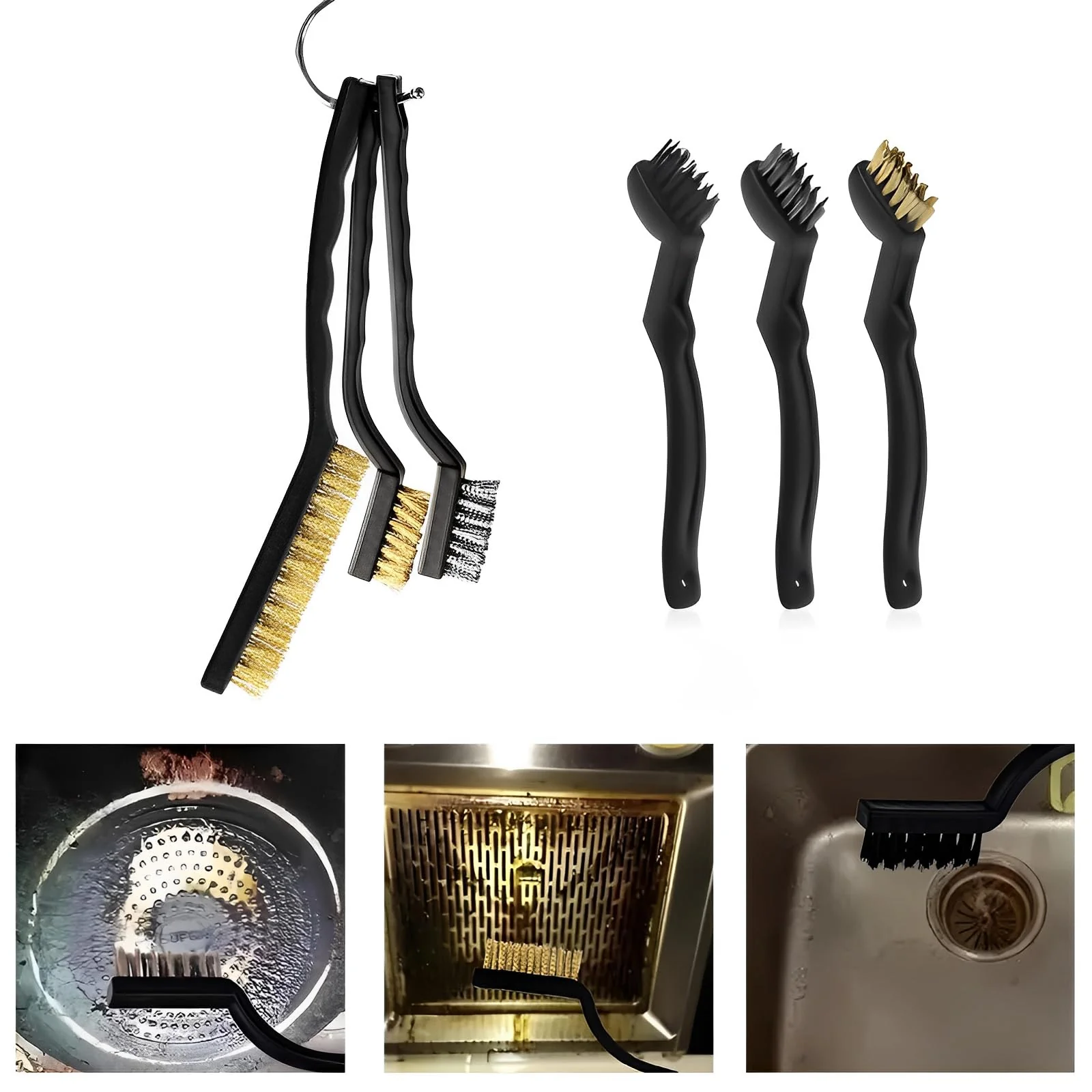 Hand Wire Brush Set, 9 Pieces, 3 x Nylon Brushes, 3 x Stainless Steel Brushes, 3 x Brass Wire Brushes, for Removing Stubborn Residues, Rust, Cleaning Grill, Rust, Oil Stains, Painting, Dust - Image 7