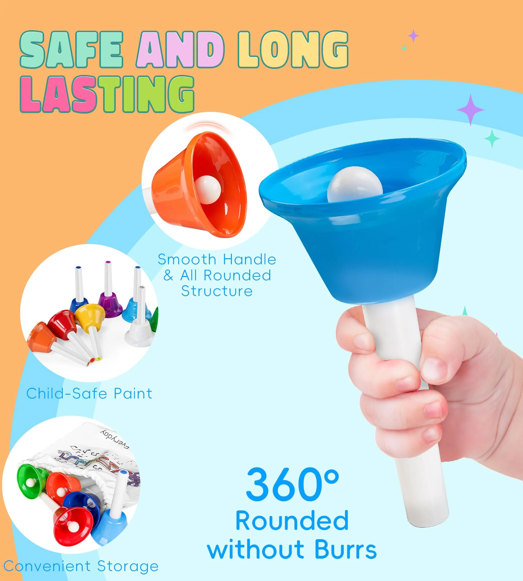 Handbells, Hand Bells Set 8 Note Musical Bells with Colorful Songbook for Toddlers Children Kids Adults School Church Classroom Wedding, by Vangoa - Image 6