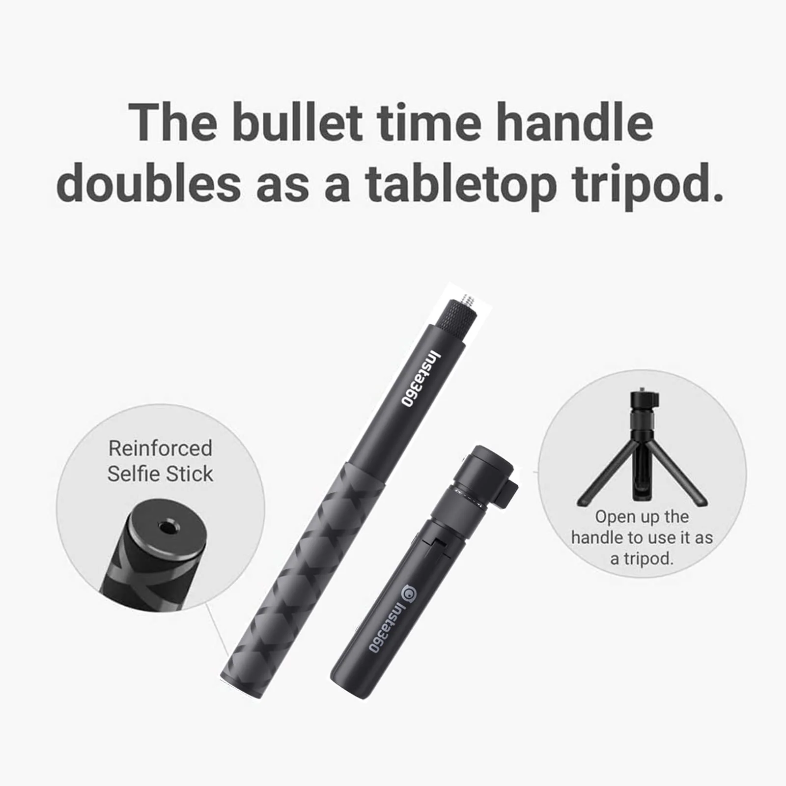 Handheld Camera Selfie Stick and Tripod for Insta360 Bullet Time Bundle,Compatible with Insta360 X3/ One X2/One RS/One R/One Accessories - Image 5