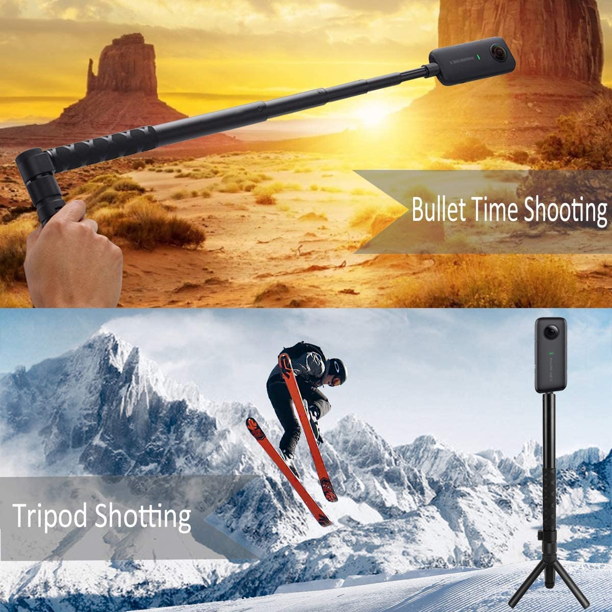 Handheld Camera Selfie Stick and Tripod for Insta360 Bullet Time Bundle,Compatible with Insta360 X3/ One X2/One RS/One R/One Accessories - Image 6