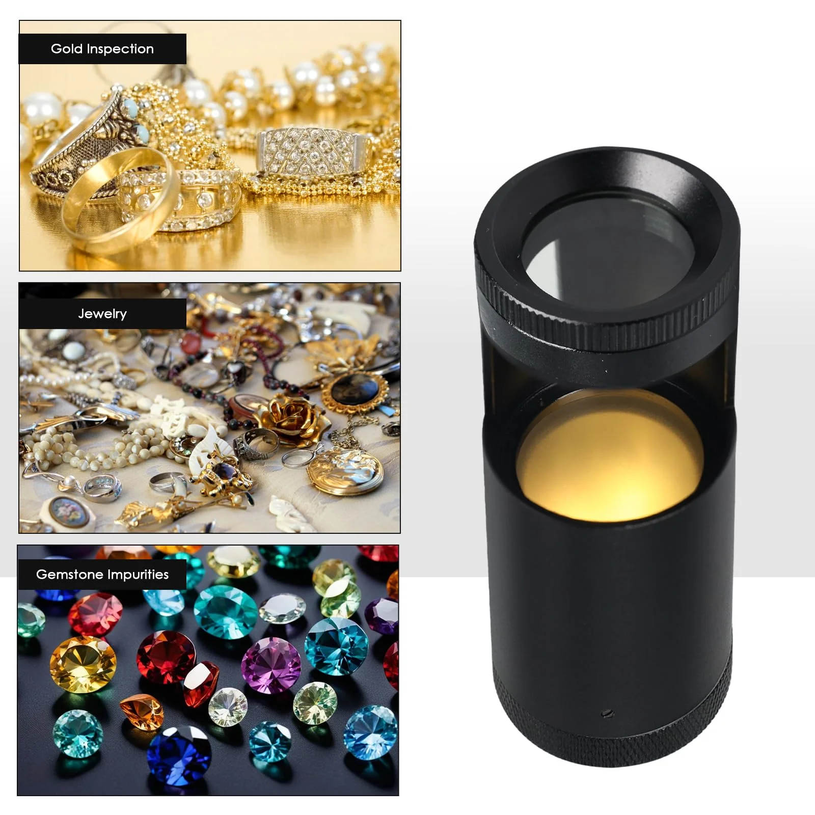 Handheld LED Polariscope Optical Glass Double Lens Design 28mm Diameter Loupe Magnifier Jeweler with Built-in Illumination Gemologist Gemstone Tester Tool - Image 3