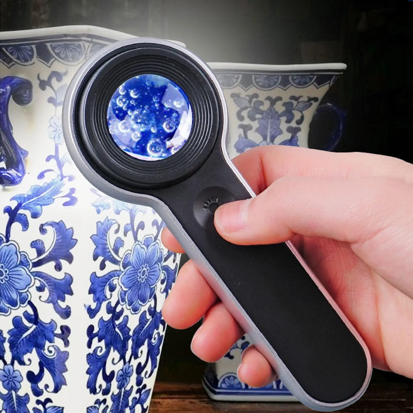 Handheld Magnifier Loupe 60x with UV and LED Lights, USB Rechargeable Illuminated Jewelers Loupe Optical Glass Magnifying Glass for Diamond, Jewelry, Coins, Stamps, Currency, Circuit Board - Image 3