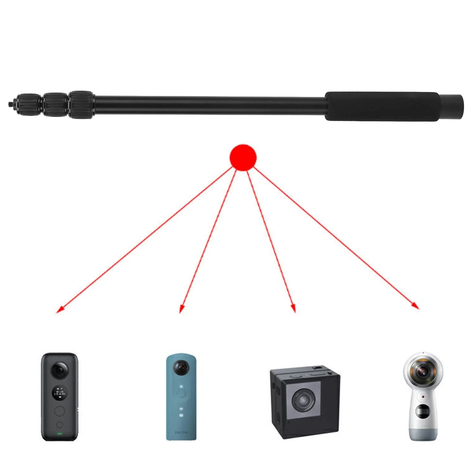 Handheld Mic Boom Pole, 4 5 Section Extendable Microphone Boom Arm with Foam Handle and 1/4in Threads, Telescopic Adjustable Mic Stand for Camera Phone Microphones(5) - Image 6