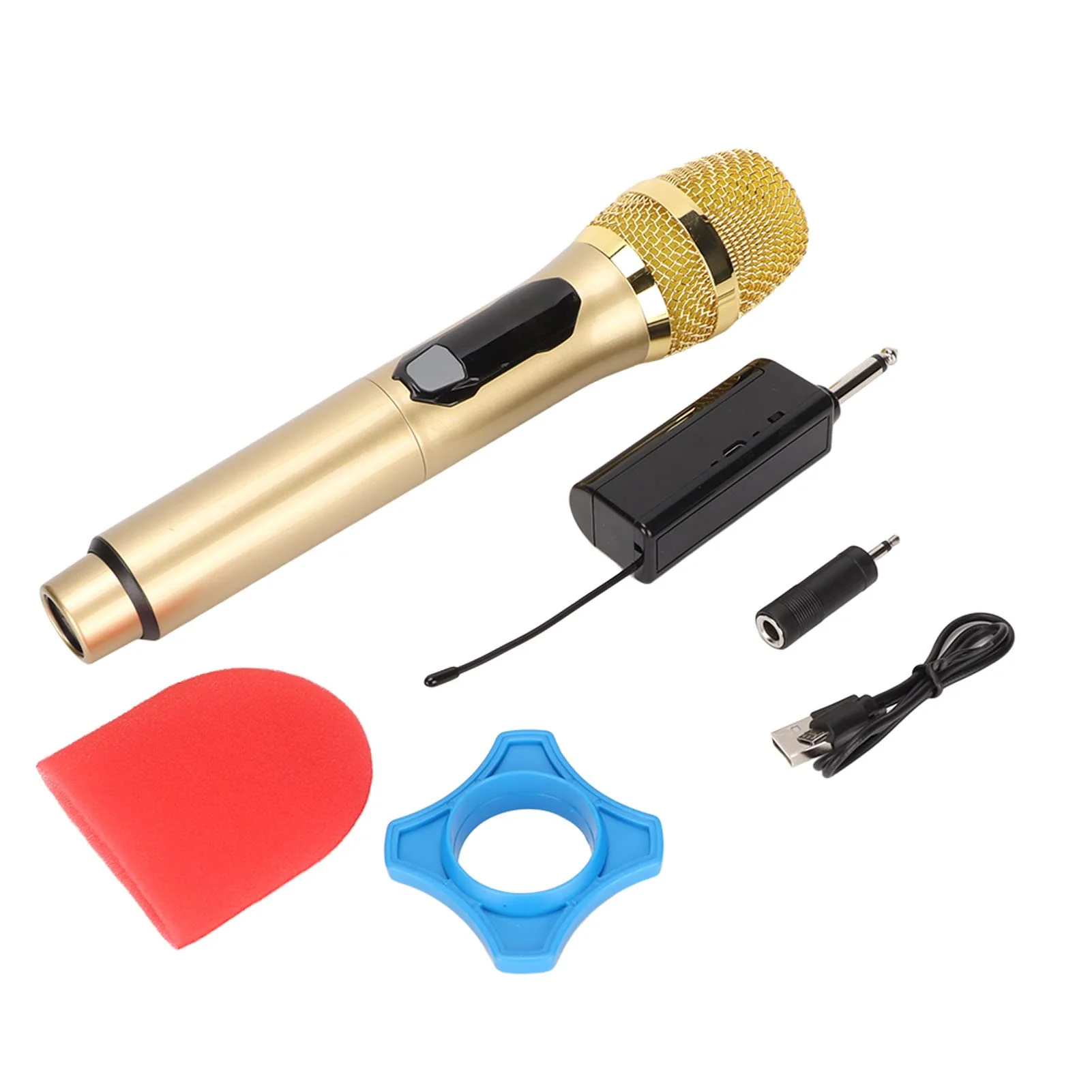 Handheld Microphone, Plug and Play Karaoke Wireless Microphone 50m Receiving 600Hz to 800KHz Multipurpose for Home (Gold) - Image 6