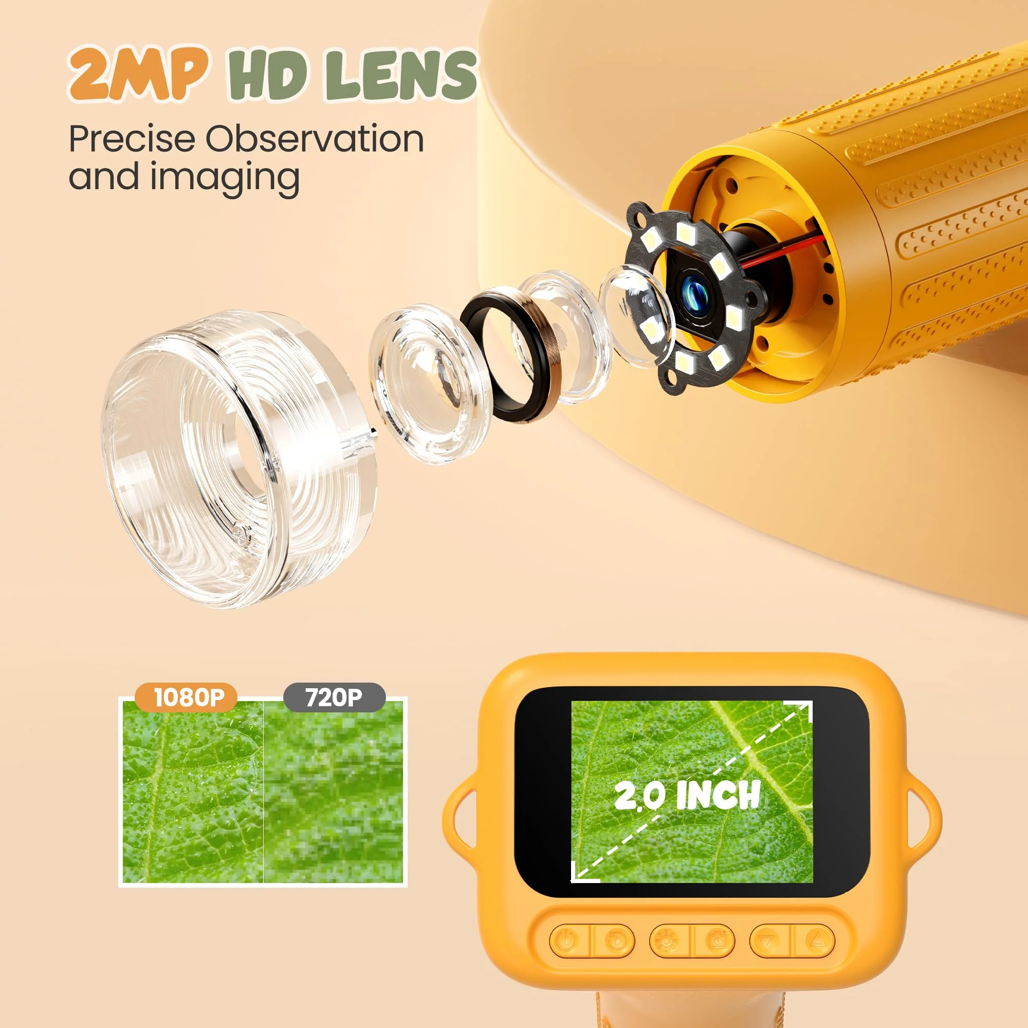 Handheld Microscope for Kids Portable Pocket Digiscope - 2" IPS HD Screen 1000X Digital Microscopes Camera PC Compatible 3-12 Year Old Girl Boy Science Edu Fun Birthday Gifts Toys - Image 4