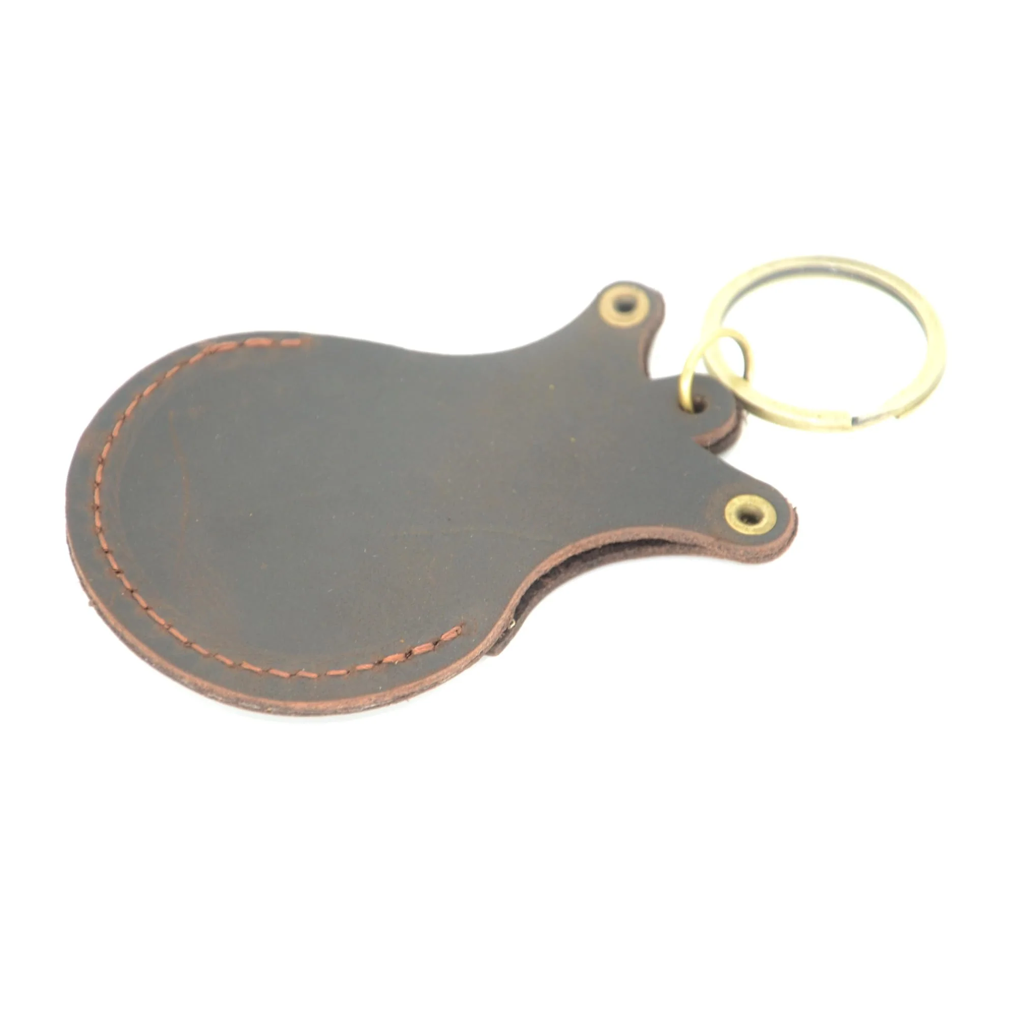 Handmade Guitar shaped pick holder, Genuine Leather Guitar Pick Holder Keychain, Picks Case Instrument Gifts Ideas for Musicians Dark Brown - Image 3