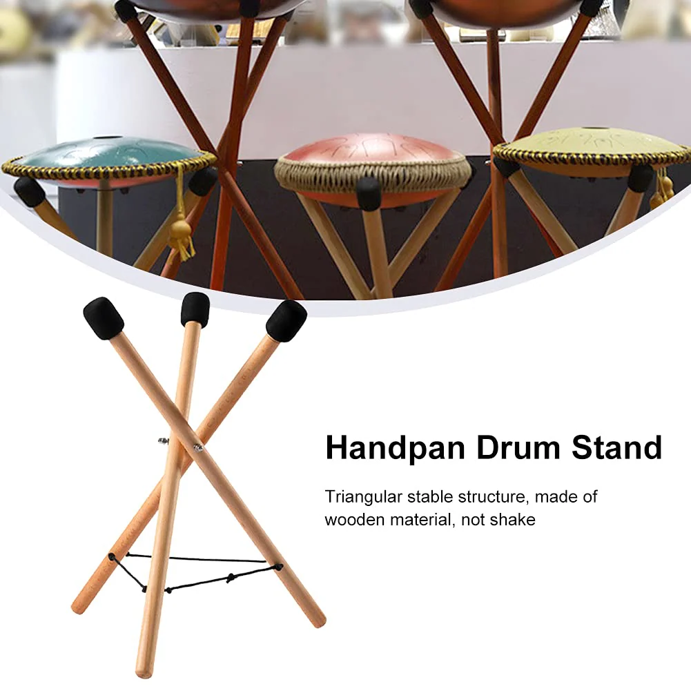 Handpan Drum Stand, Steel Tongue Drum Bracket, Solid Beech Wood Adjustable Tripod Structure Drum Holder, Snare Holder Bracket for 12 to 22 Inch Percussion Instrument(Wood Color) wood color - Image 3