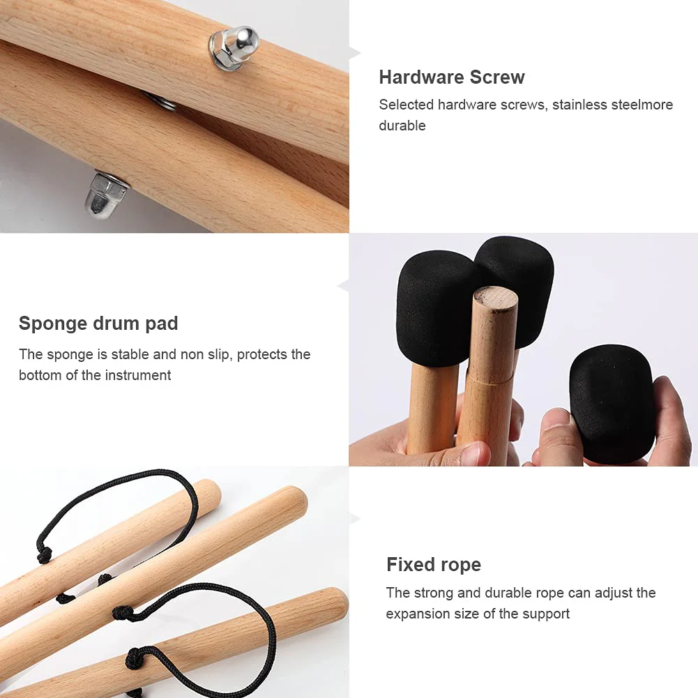 Handpan Drum Stand, Steel Tongue Drum Bracket, Solid Beech Wood Adjustable Tripod Structure Drum Holder, Snare Holder Bracket for 12 to 22 Inch Percussion Instrument(Wood Color) wood color - Image 4