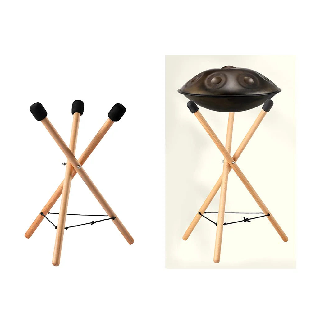 Handpan Drum Stand, Steel Tongue Drum Bracket, Solid Beech Wood Adjustable Tripod Structure Drum Holder, Snare Holder Bracket for 12 to 22 Inch Percussion Instrument(Wood Color) wood color - Image 6