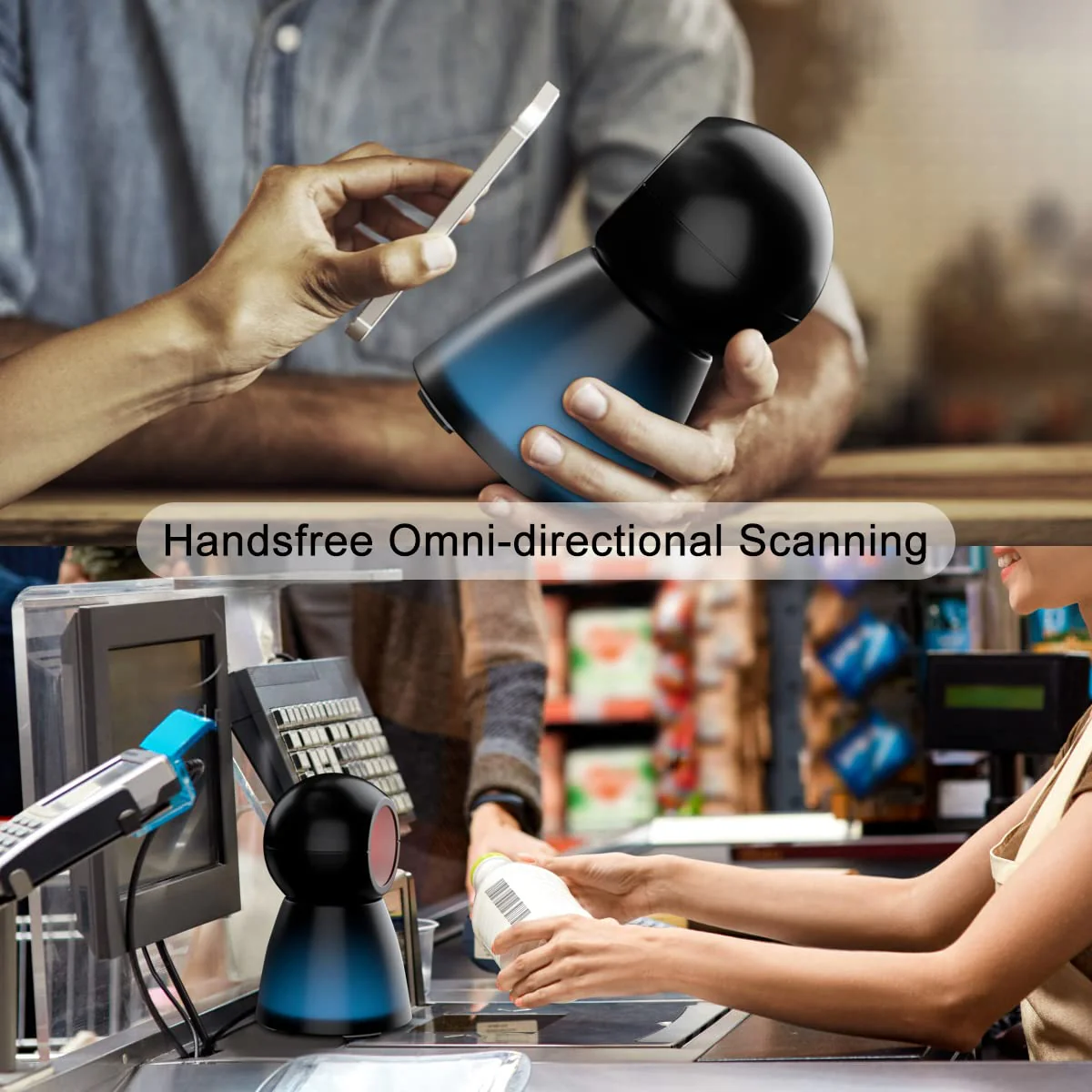Handsfree 2D QR Barcode Scanner, TEEMI USB Wired Omnidirectional Desktop Bar Code Reader Scanner Screen Scanning CMOS Imager Presentation Bar Code Reader Compact Size, TMSL-73 black - Image 4