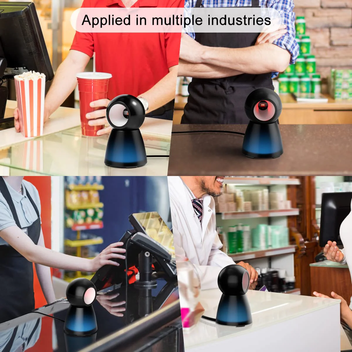 Handsfree 2D QR Barcode Scanner, TEEMI USB Wired Omnidirectional Desktop Bar Code Reader Scanner Screen Scanning CMOS Imager Presentation Bar Code Reader Compact Size, TMSL-73 black - Image 7