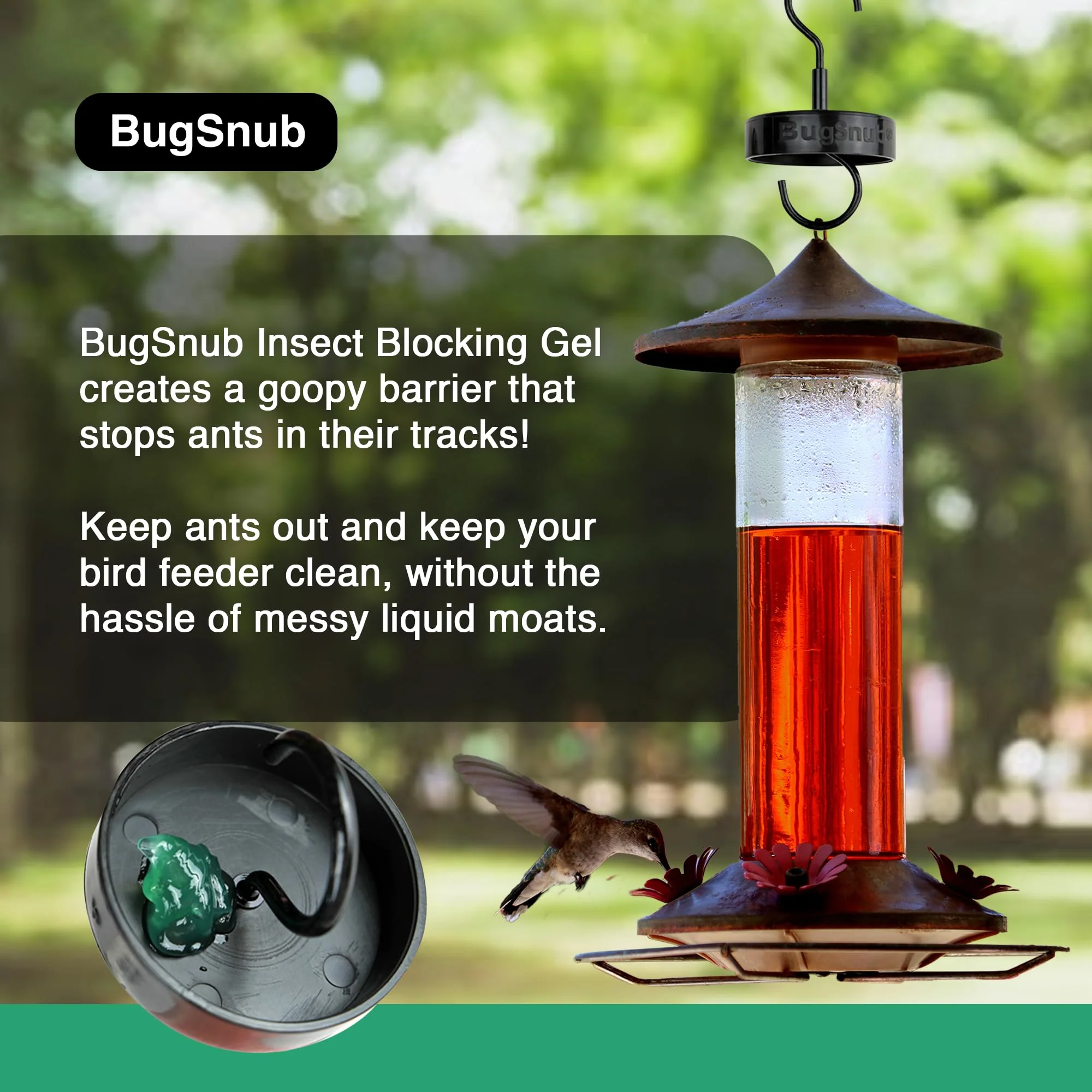 Hanging Ant Guard (3-pack)- Waterless Ant Defense for Hummingbird Nectar Feeders, Unique Upside-down Design, No Liquid Moat, Metal Hooks 3 Pack - Image 2