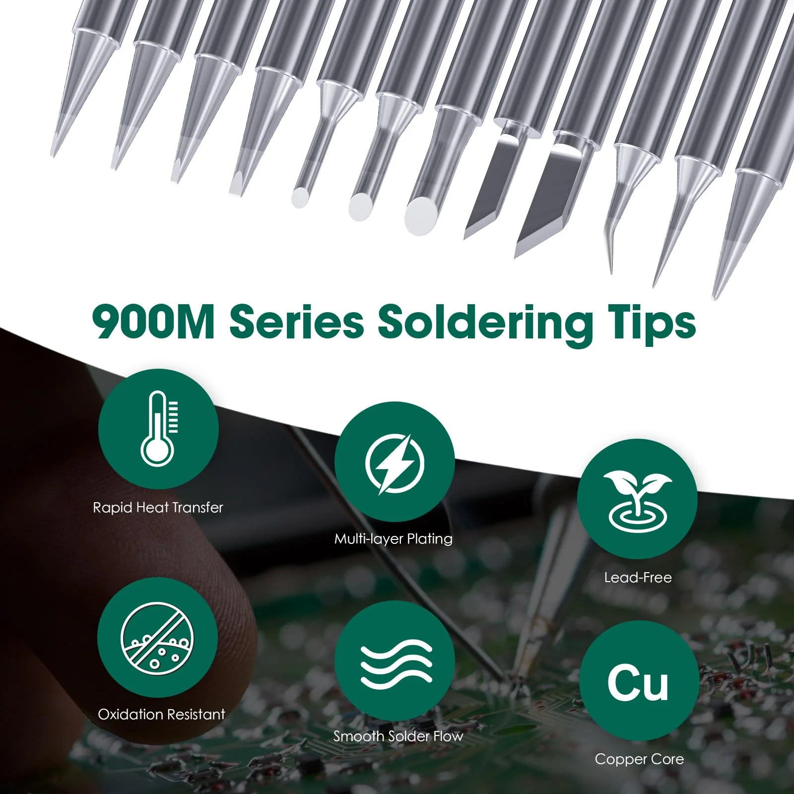 HANGLIFE 900M Soldering Iron Tips for Hakko, Yihua, Atten, Quick, Ryobi, and More Soldering Stations/Guns - Replacement Solder Tips for Welding Equipment & Accessories (12 pcs) Kit 1 - Image 2