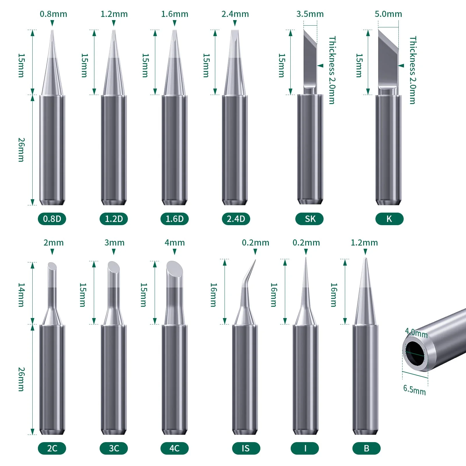 HANGLIFE 900M Soldering Iron Tips for Hakko, Yihua, Atten, Quick, Ryobi, and More Soldering Stations/Guns - Replacement Solder Tips for Welding Equipment & Accessories (12 pcs) Kit 1 - Image 3