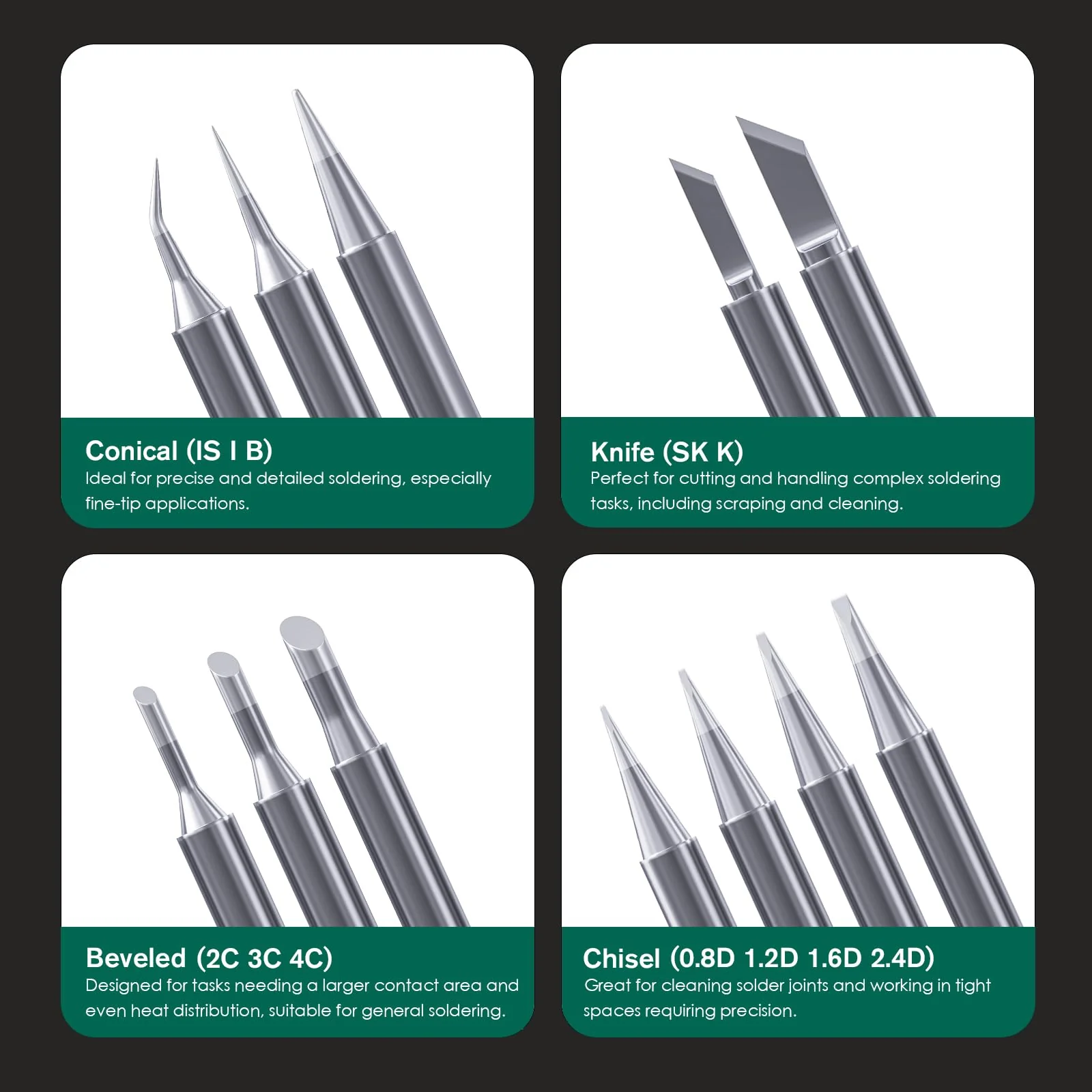 HANGLIFE 900M Soldering Iron Tips for Hakko, Yihua, Atten, Quick, Ryobi, and More Soldering Stations/Guns - Replacement Solder Tips for Welding Equipment & Accessories (12 pcs) Kit 1 - Image 4