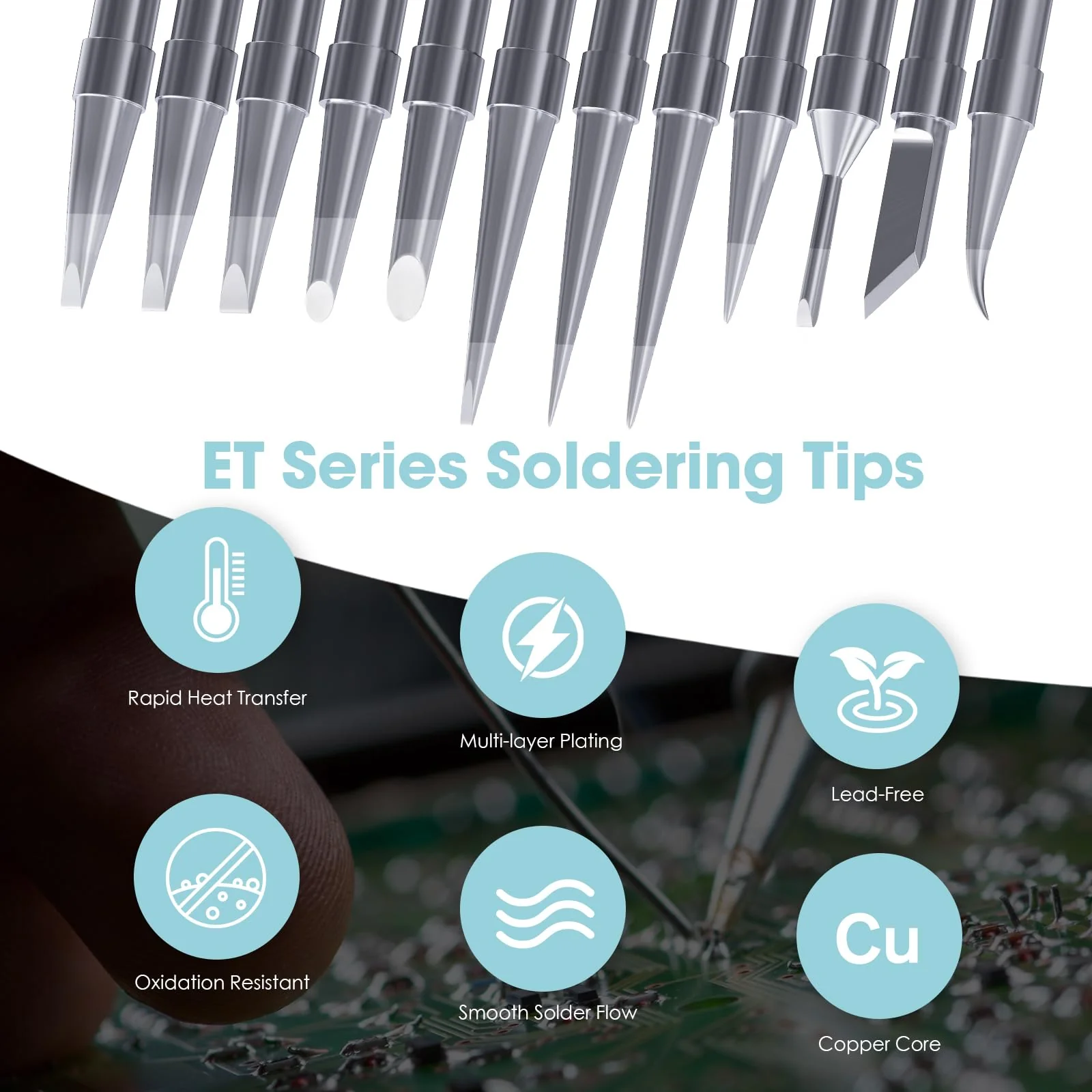 HANGLIFE ET Soldering Iron Tips for Weller WE1010NA WE1010EDU WES51/50 WESD51 WCC101 PES51/50 WEP70 LR21 and More Soldering Stations/Irons – Replacement Solder Tips for Weller Welding Equipment 12pcs - Image 2