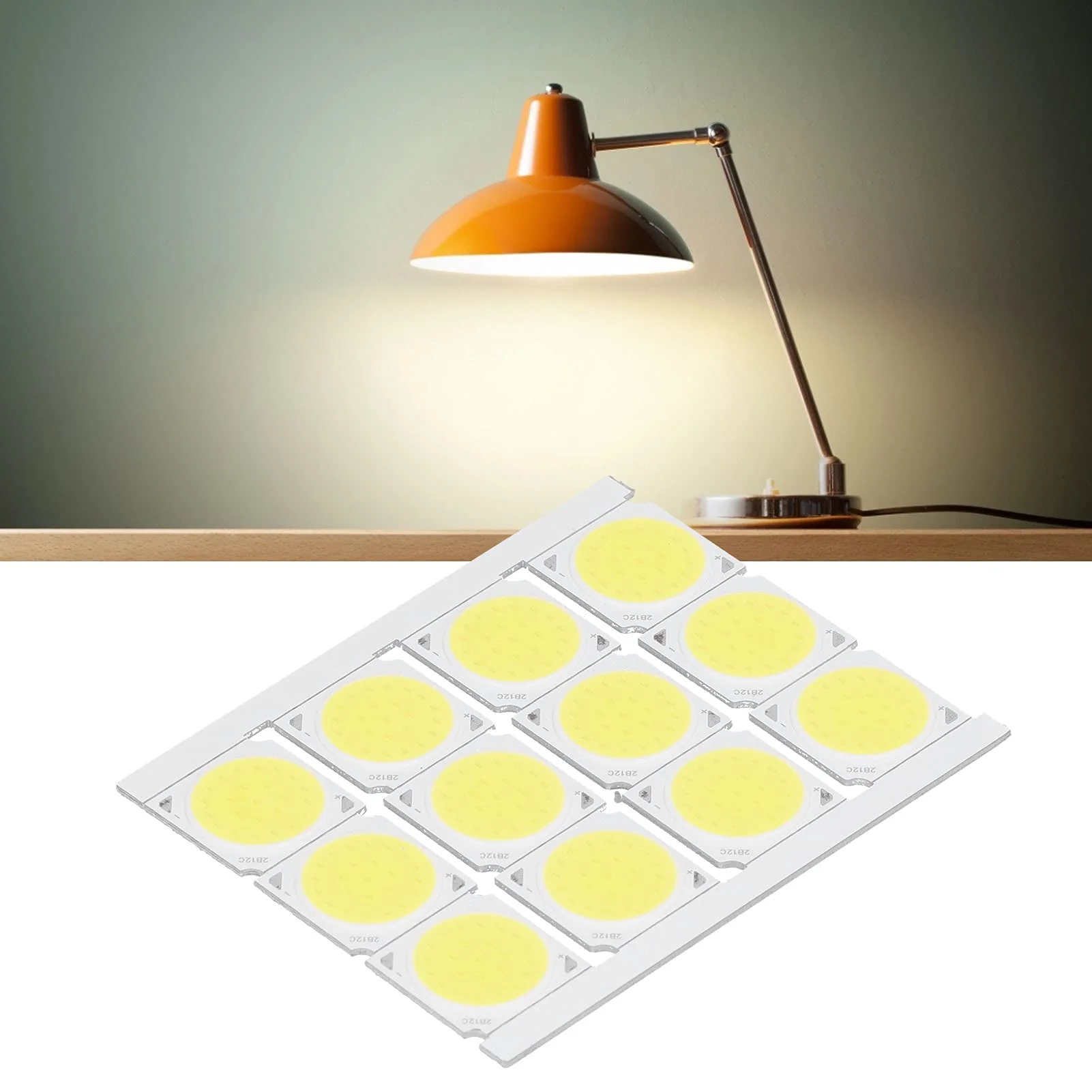 Haofy COB Integrated LED Light Chip, 12 Pieces COB Light Source High Performance Round LED Chip 12 W 36-41 V 1080 LM for DIY Interior Lighting (White) (White Light) White Light - Image 2