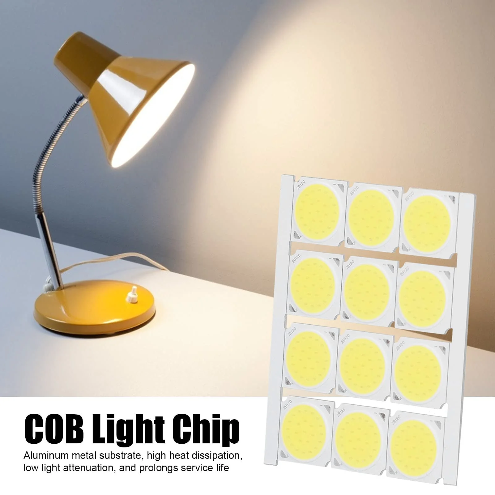 Haofy COB Integrated LED Light Chip, 12 Pieces COB Light Source High Performance Round LED Chip 12 W 36-41 V 1080 LM for DIY Interior Lighting (White) (White Light) White Light - Image 3