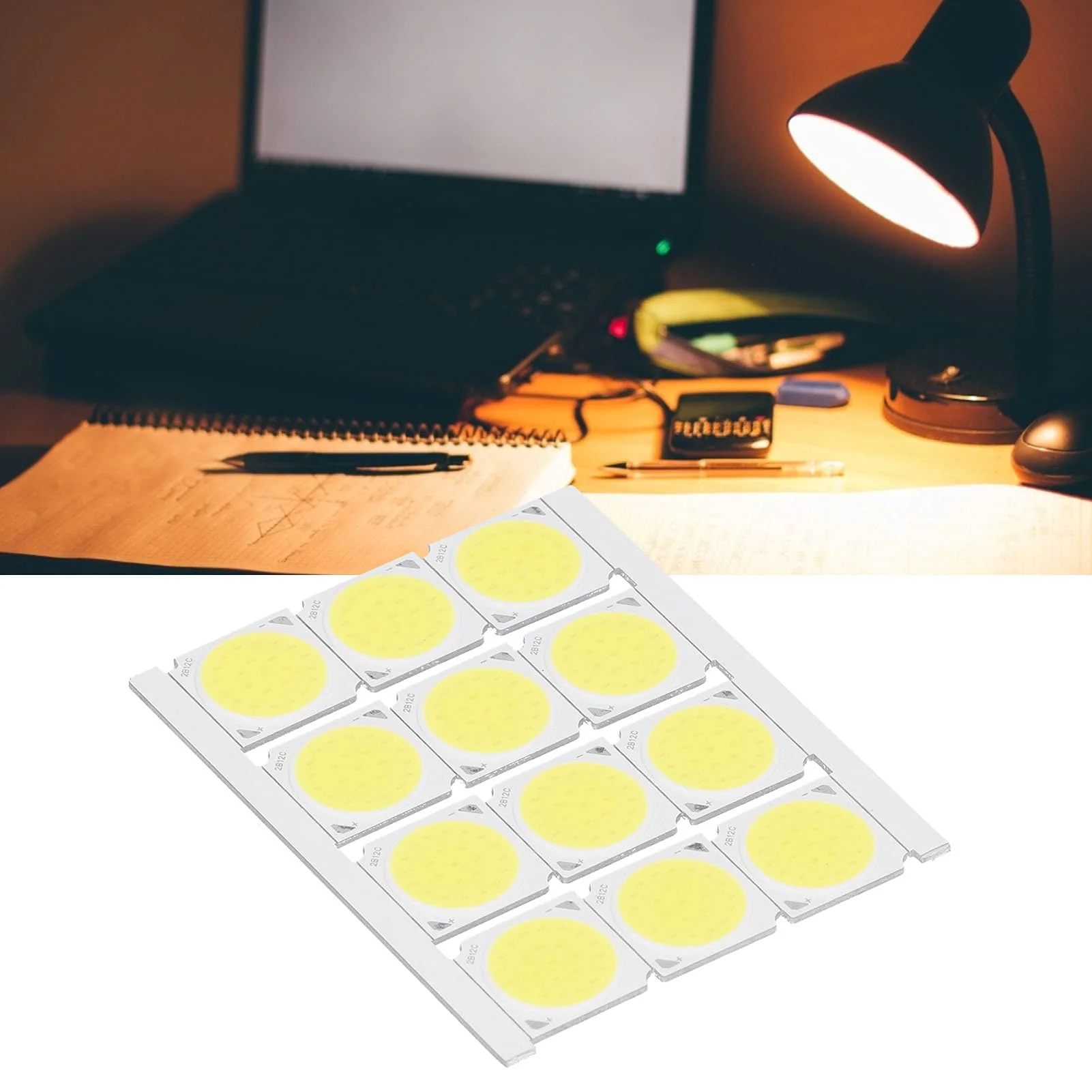 Haofy COB Integrated LED Light Chip, 12 Pieces COB Light Source High Performance Round LED Chip 12 W 36-41 V 1080 LM for DIY Interior Lighting (White) (White Light) White Light - Image 7