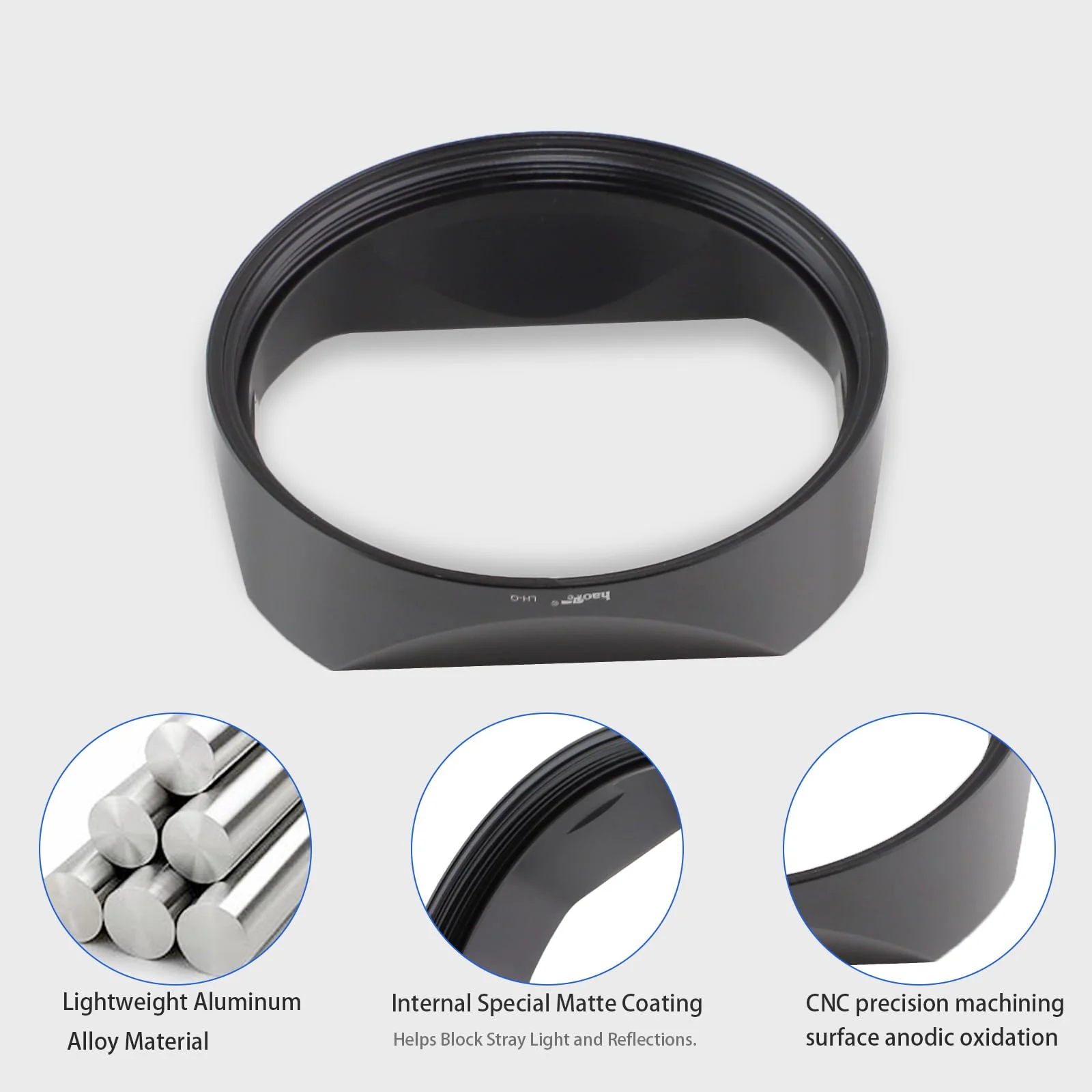 Haoge Metal Square Lens Hood for Leica Q3 Q3-43 Camera Accessories Black LH-LQ343B Black Square for Q3/Q3-43 - Image 6