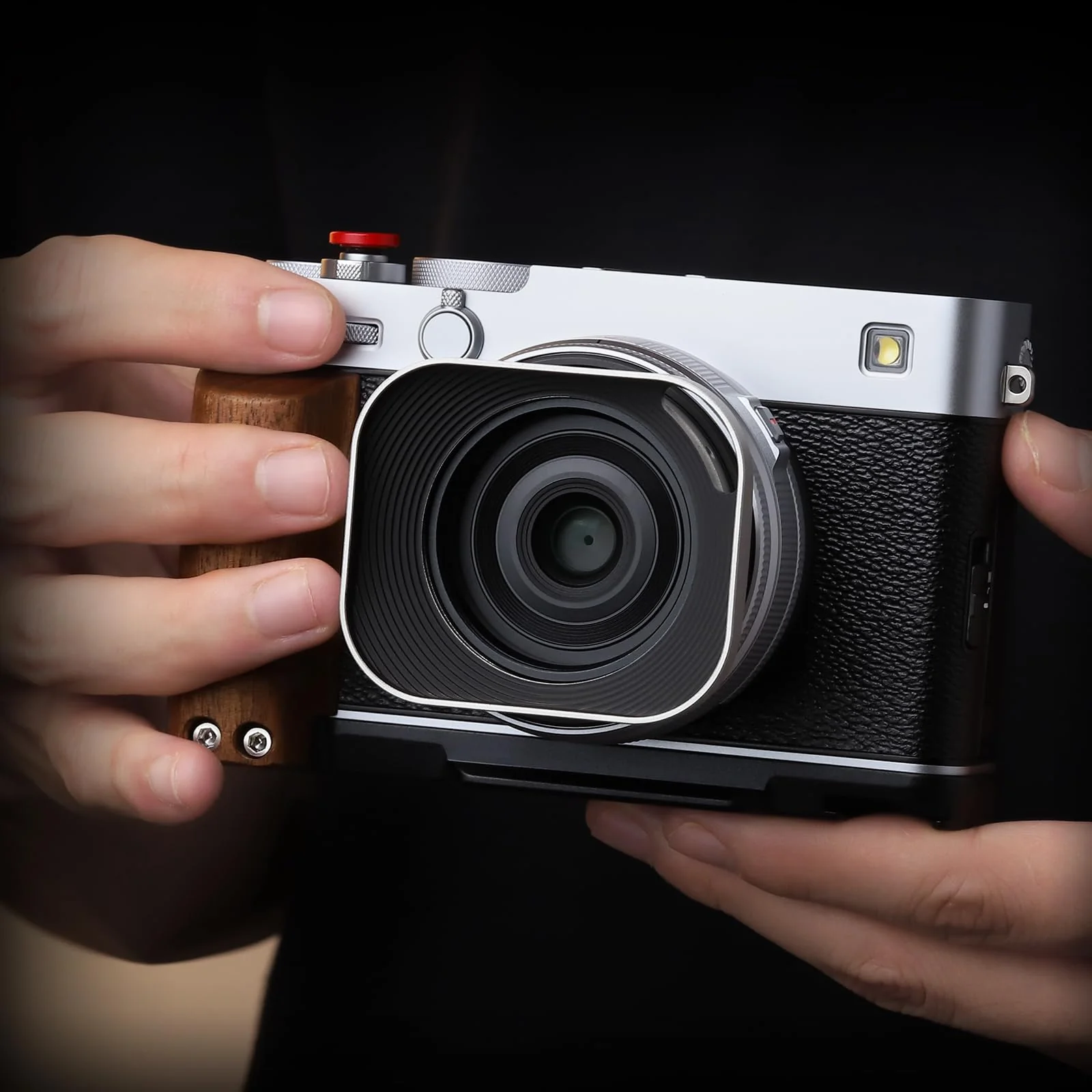 Haoge X-E5 Grip Wooden Side Handle for Fujifilm XE5 Camera - L-Shape Retro Premium Wood Grip with Quick Release Plate, Extra Tripod 1/4 Hole & Hot Shoe Hole Black HG-XE5-B - Image 3