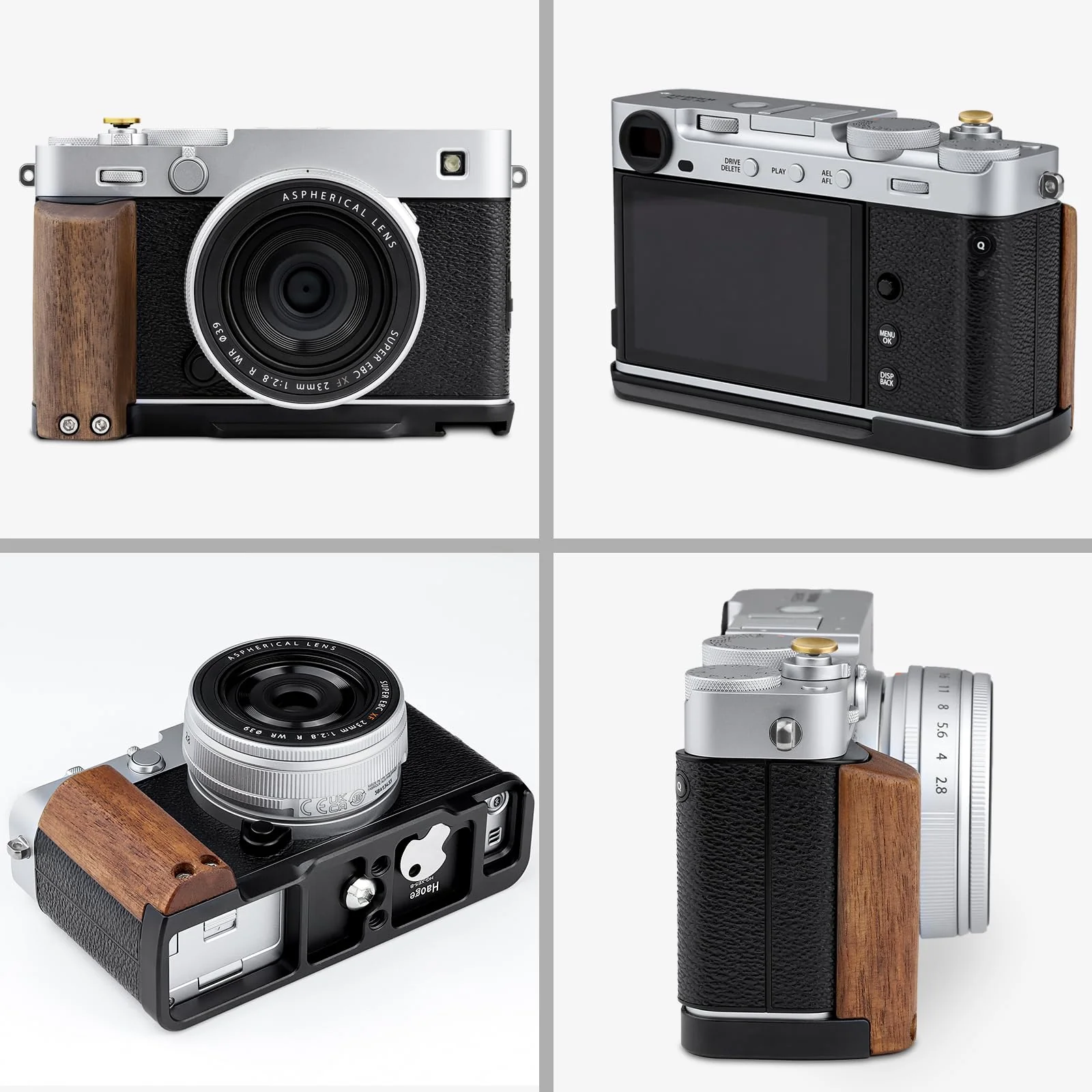 Haoge X-E5 Grip Wooden Side Handle for Fujifilm XE5 Camera - L-Shape Retro Premium Wood Grip with Quick Release Plate, Extra Tripod 1/4 Hole & Hot Shoe Hole Black HG-XE5-B - Image 7