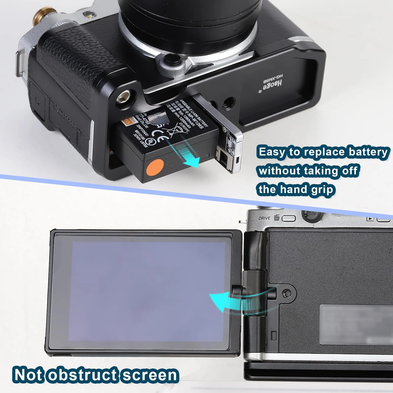 Haoge XM5 Camera Bracket Holder Hand Grip for Fujifilm X-M5 Camera Body L-Shape Grip fit Arca Swiss Kirk RRS Benro Quick Release Plate HG-XM5B - Image 5