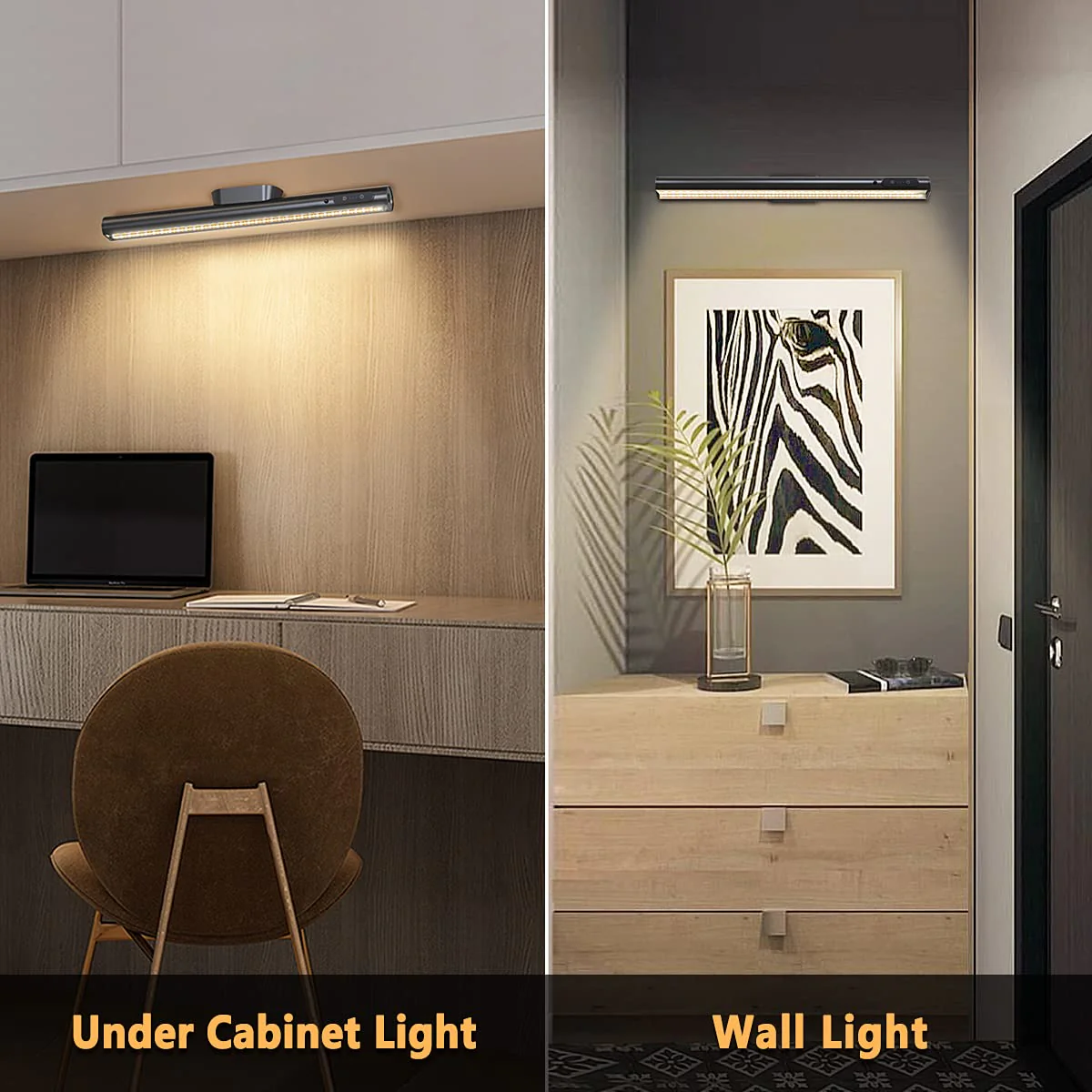 Hapfish Battery Powered Operated Wall Strip Lights, Rechargeable Magnetic LED Light Bar with Remote, Dimmable Desk Lamp, Under Cabinet Lighting Wireless for Mirror Closet Picture Room Kitchen - Black Without Motion Sensor - Image 6