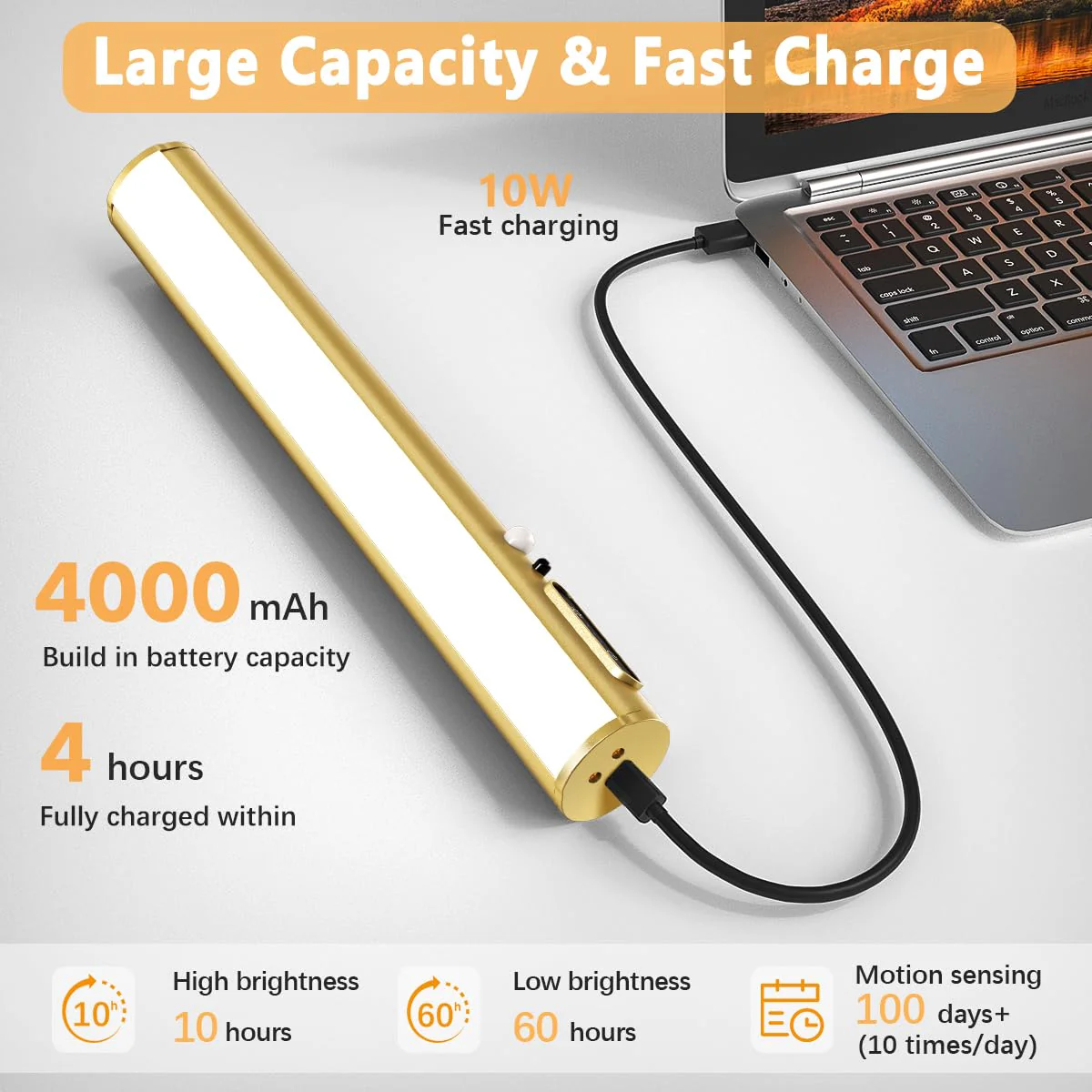 Hapfish Motion Sensor Battery Operated Wall Sconce, Wireless Picture Lights for Wall, Rechargeable Magnetic Art Lighting with Remote Control, Battery Picture Light for Poster Dartboard Mirror – Gold Motion Sensor Gold - Image 3