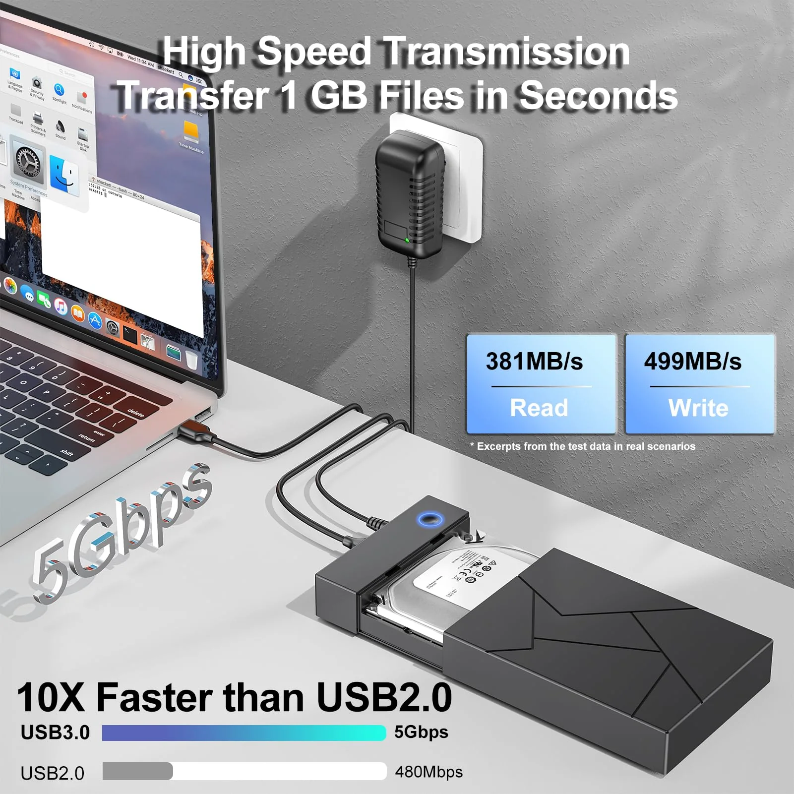 Hard Drive Enclosure 3.5, FEMORO USB 3.0 External Hard Drive Case with 12V Power Adapter for 3.5 2.5 inch SATA HDD SSD Reader, up to 8TB, Support UASP for Laptop Computer 2.5''+3.5'' - Image 2