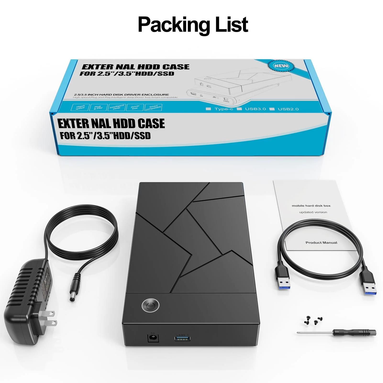 Hard Drive Enclosure 3.5, FEMORO USB 3.0 External Hard Drive Case with 12V Power Adapter for 3.5 2.5 inch SATA HDD SSD Reader, up to 8TB, Support UASP for Laptop Computer 2.5''+3.5'' - Image 9