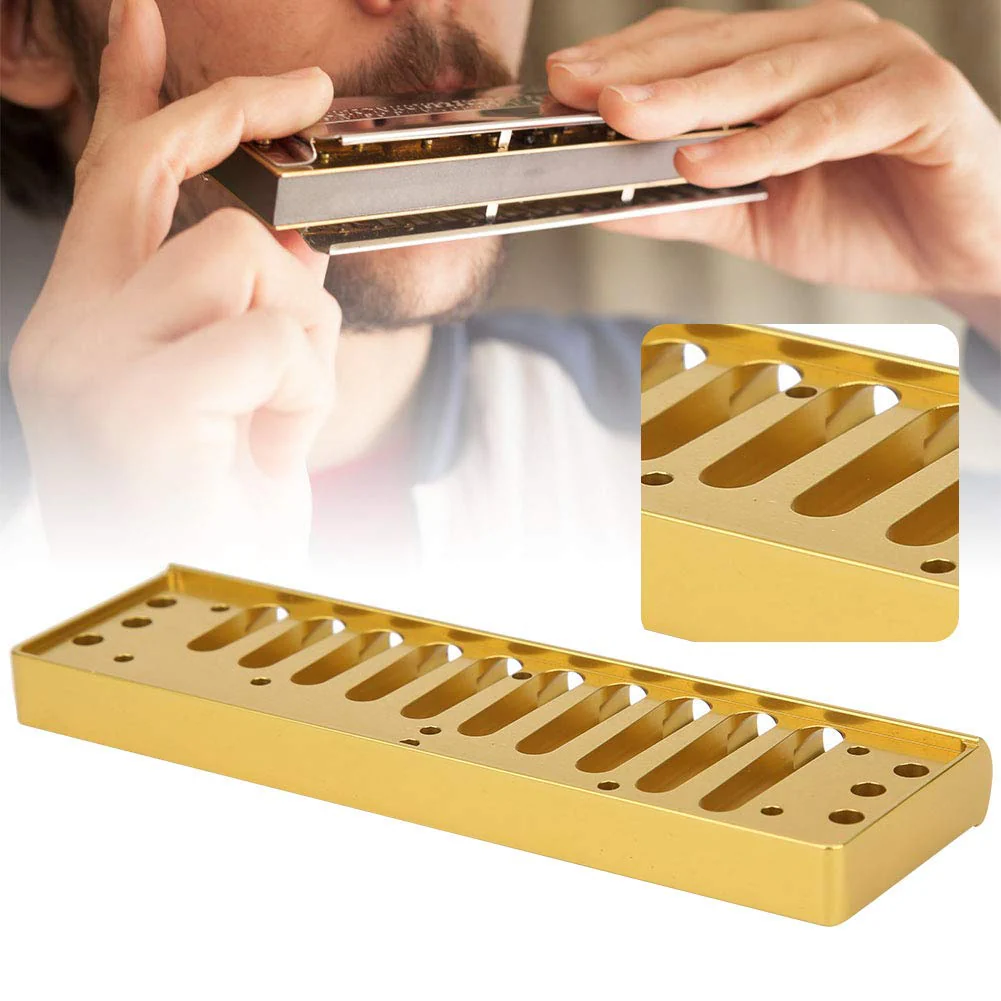 Harmonica Comb, Aluminum Alloy Comb Harmonica Part for Hohne SP20 Blues HormonicaComb Accessory 10 Hole Blues Harp Comb(gold) gold - Image 2