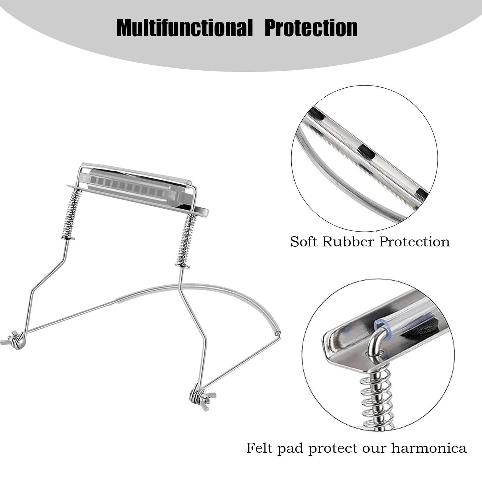 Harmonica, Harmonica Holder Set, 10 Holes Harmonica Diatonic Blues Harmonica Key of C, Adjustable Professional Harmonica Holder Neck For Beginner, Students, Adult, Friends, Gift Update Pink - Image 4