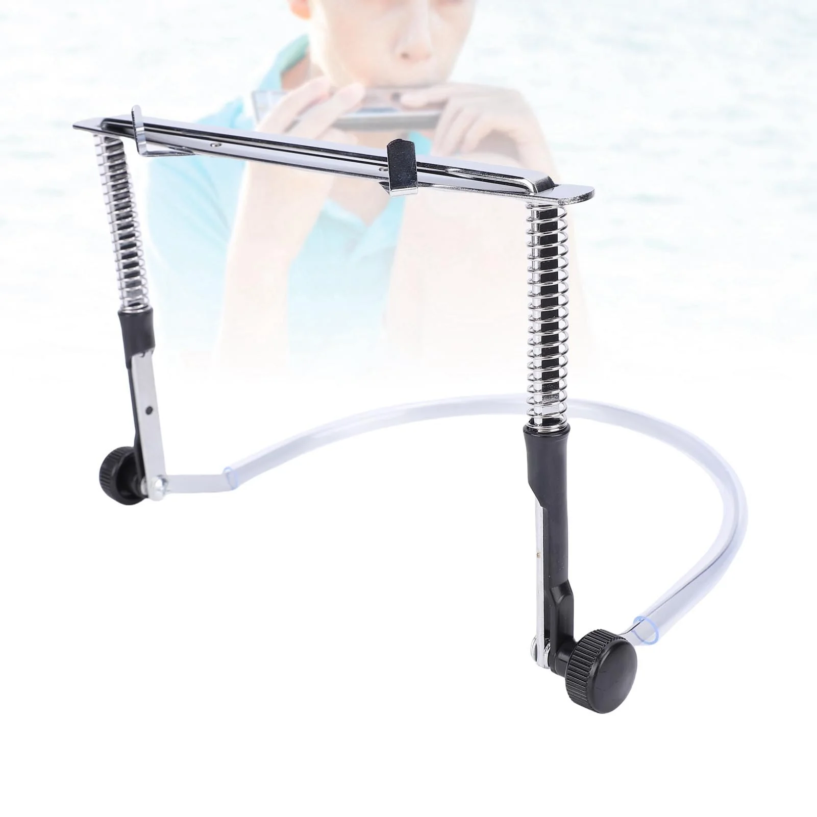 Harmonica Neck Holder, Alloy Steel Adjustable Angle Neck Stand with Sticker for 10 & 24 Hole Harmonicas for Beginners - Image 2