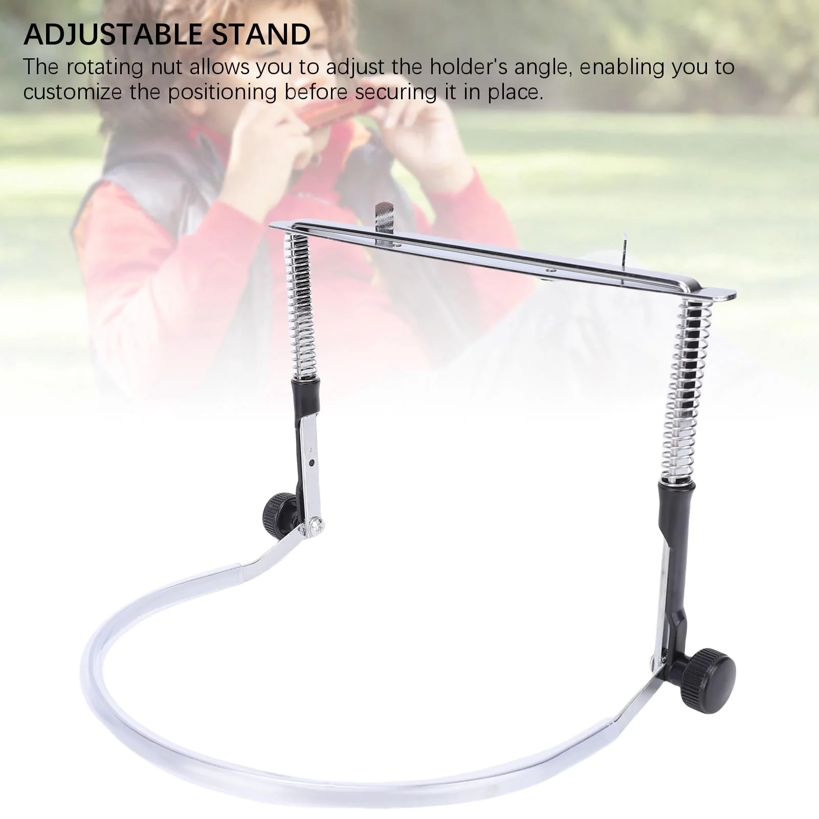 Harmonica Neck Holder, Alloy Steel Adjustable Angle Neck Stand with Sticker for 10 & 24 Hole Harmonicas for Beginners - Image 5