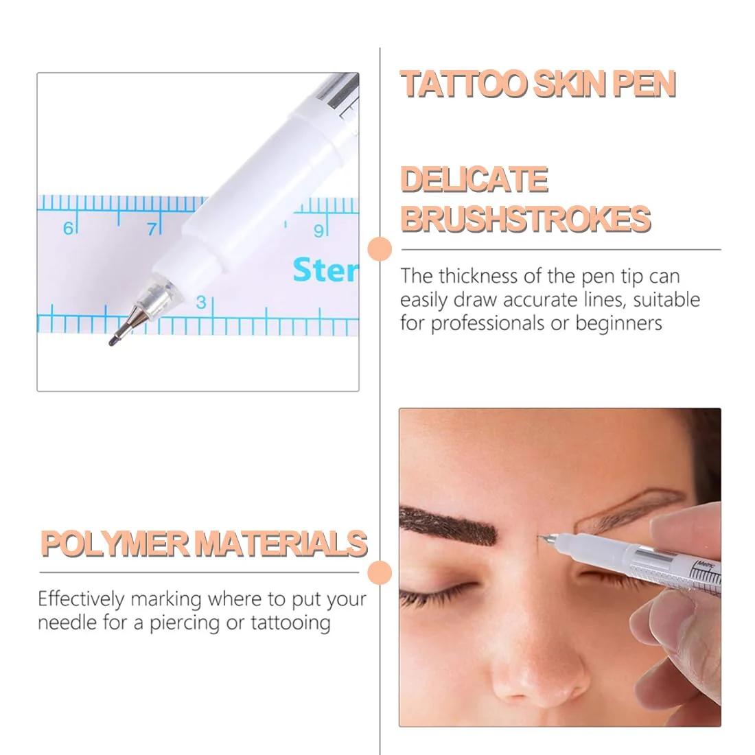 HAZMA 1 Tattoo Pen Set Includes a Double-Headed Tattoo Pen and a Tattoo Eraser, Temporary Tattoo Markers for Skin, Tattoo Pens for the Skin, Skin Marking Pen - Image 3