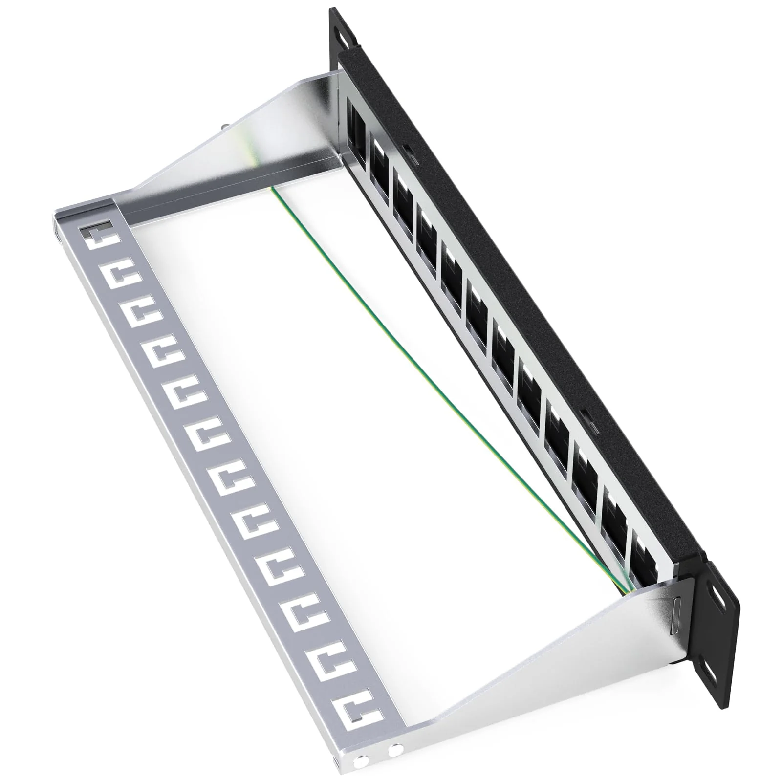 hb-digital 12 Port Patch Panel Distribution Panel Patch Panel Modular for RJ45 Keystone Module 10 Inch CAT 5 CAT 6 CAT 7 for Network Cabinet LAN Professional TIA568A TIA568B Switch Earth Cable - Black - Image 3