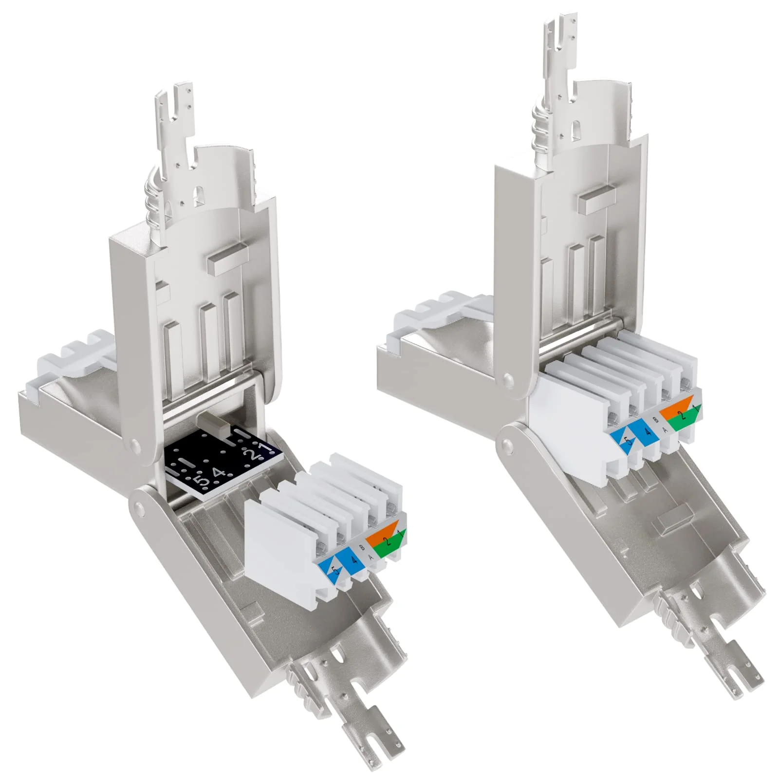HB-DIGITAL 4x CAT 7 RJ45 Connector Network Connector for Rigid LAN Cable Installation Cable Ethernet - Tool-Free LSA - 10 Gbit/s AWG 22-24 Fully Shielded STP 50μ Gold-Plated Contacts 4 pcs. CAT. 7 US - Image 2