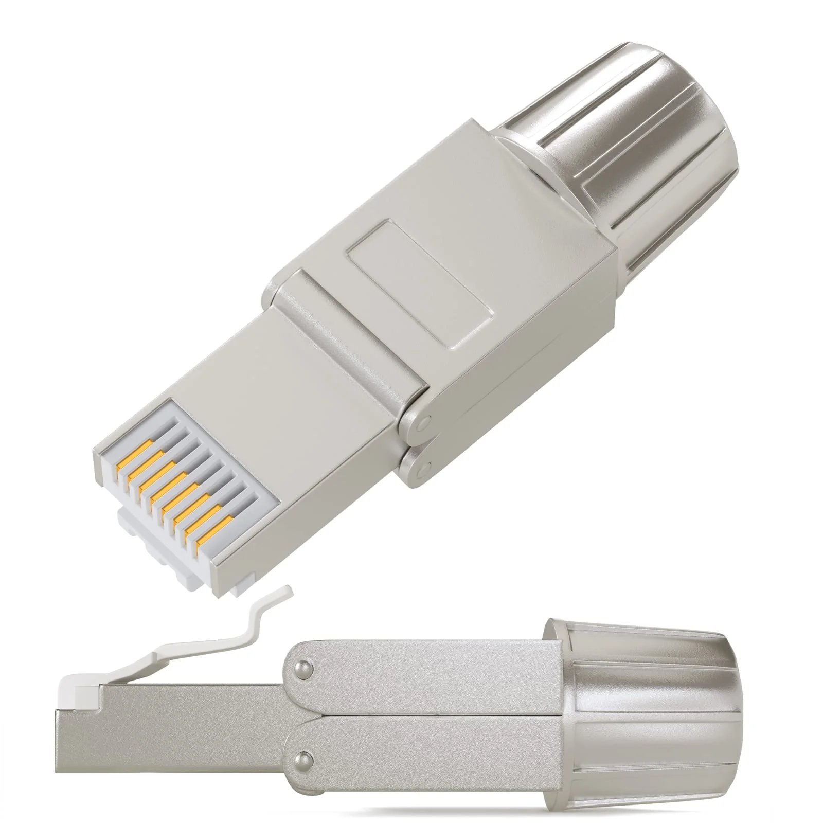 HB-DIGITAL 4x CAT 7 RJ45 Connector Network Connector for Rigid LAN Cable Installation Cable Ethernet - Tool-Free LSA - 10 Gbit/s AWG 22-24 Fully Shielded STP 50μ Gold-Plated Contacts 4 pcs. CAT. 7 US - Image 4