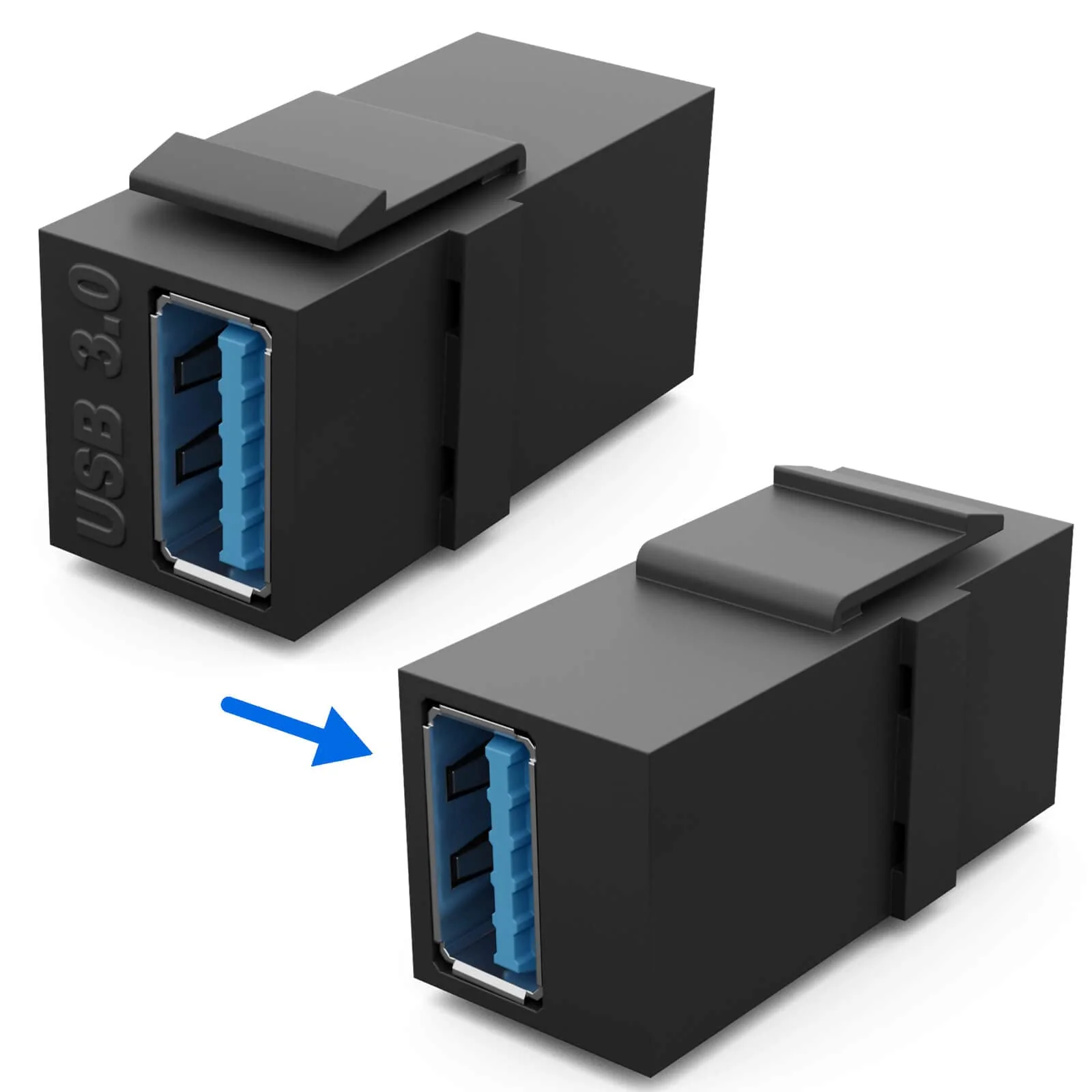 HB-DIGITAL Keystone Module with USB 3.0 Female Multimedia Keystone for Patch Panel Network Socket Keystone Holder Connector Adapter Coupling Plug & Play Black - Image 3